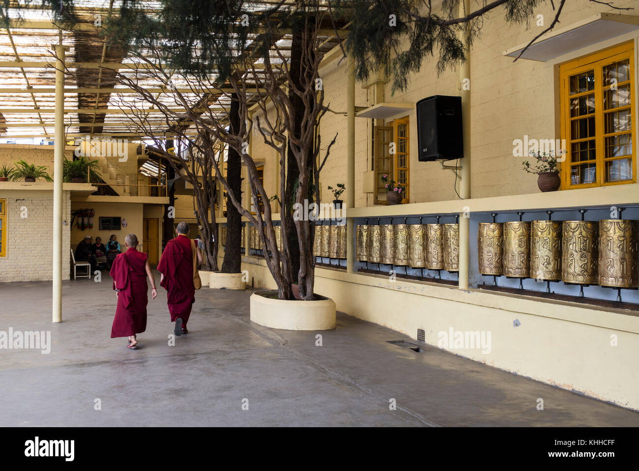 Ruote di preghiera, complesso di Tsuglagkhang, Mcleod Ganj, India Foto Stock