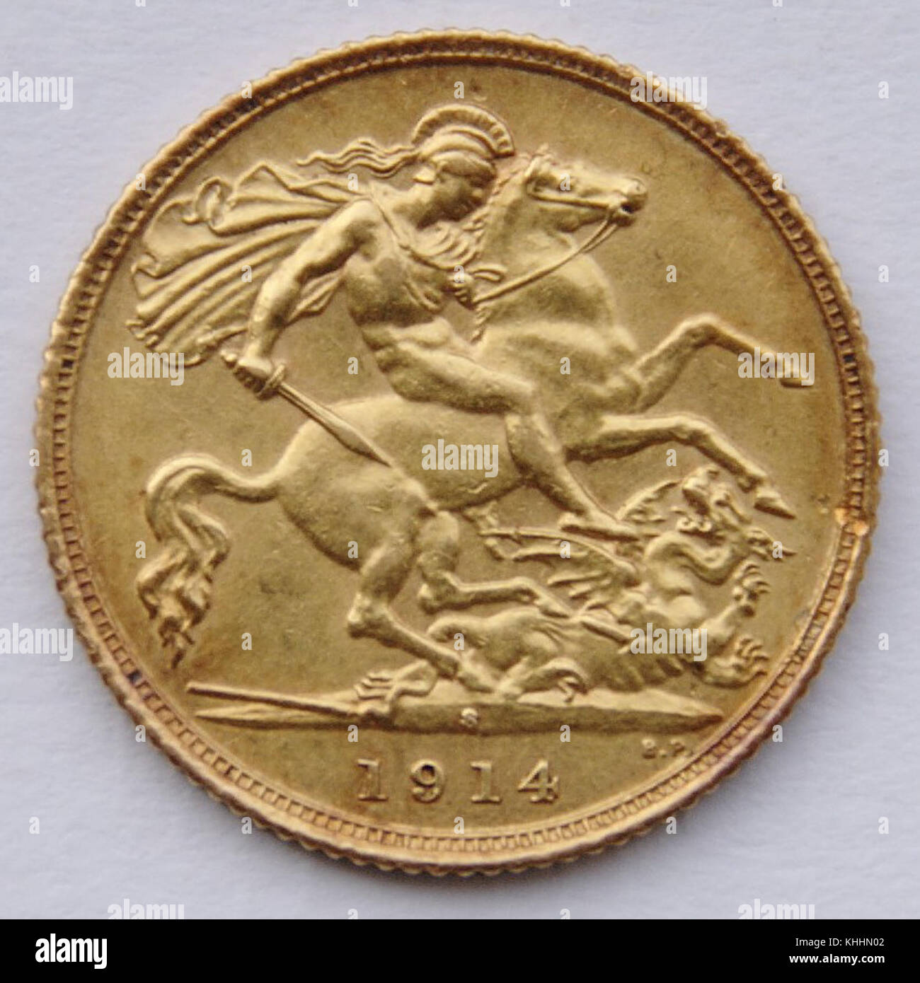 1914 Sydney metà sovrano - San Giorgio Foto Stock