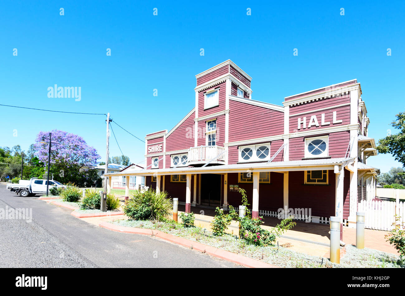 1929 Heritage-elencati Warroo Shire Hall a Surat, angolo di Cordelia e William strade, Regione Maranoa, Queensland, QLD, Australia Foto Stock