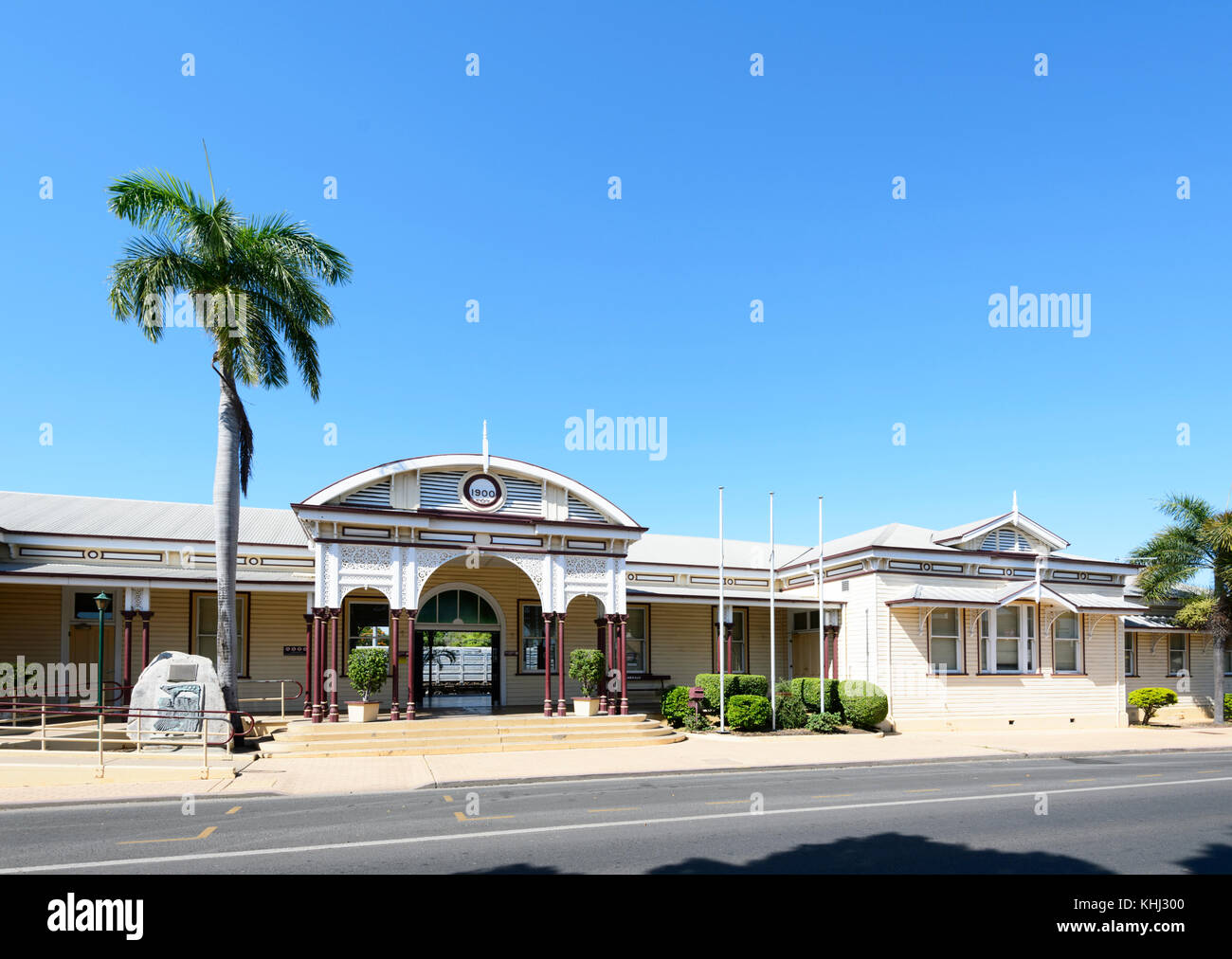Heritage-elencati Stazione ferroviaria costruita nel 1900 di smeraldo, Queensland centrale, QLD, Australia Foto Stock