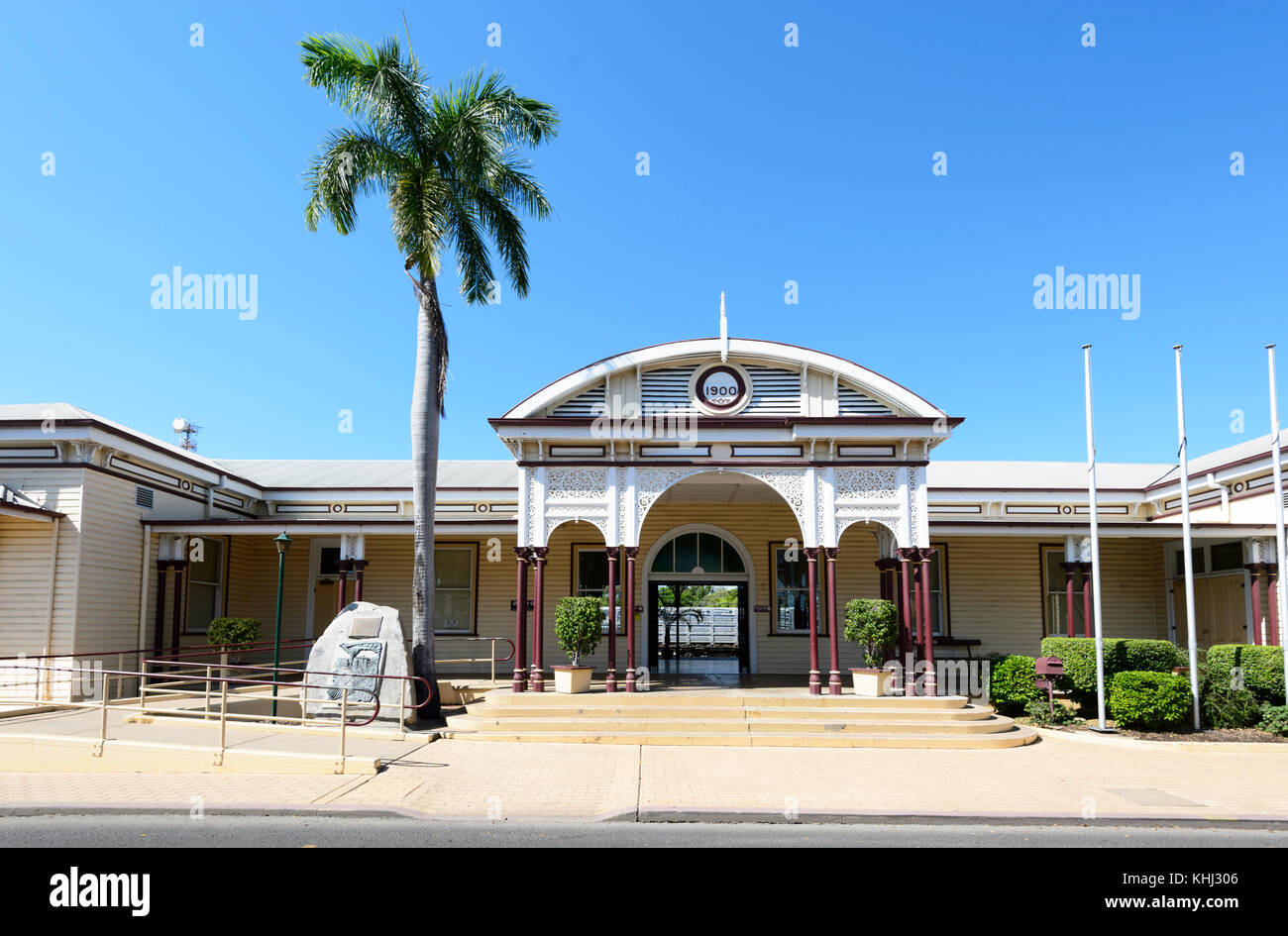 Heritage-elencati Stazione ferroviaria costruita nel 1900 di smeraldo, Queensland centrale, QLD, Australia Foto Stock