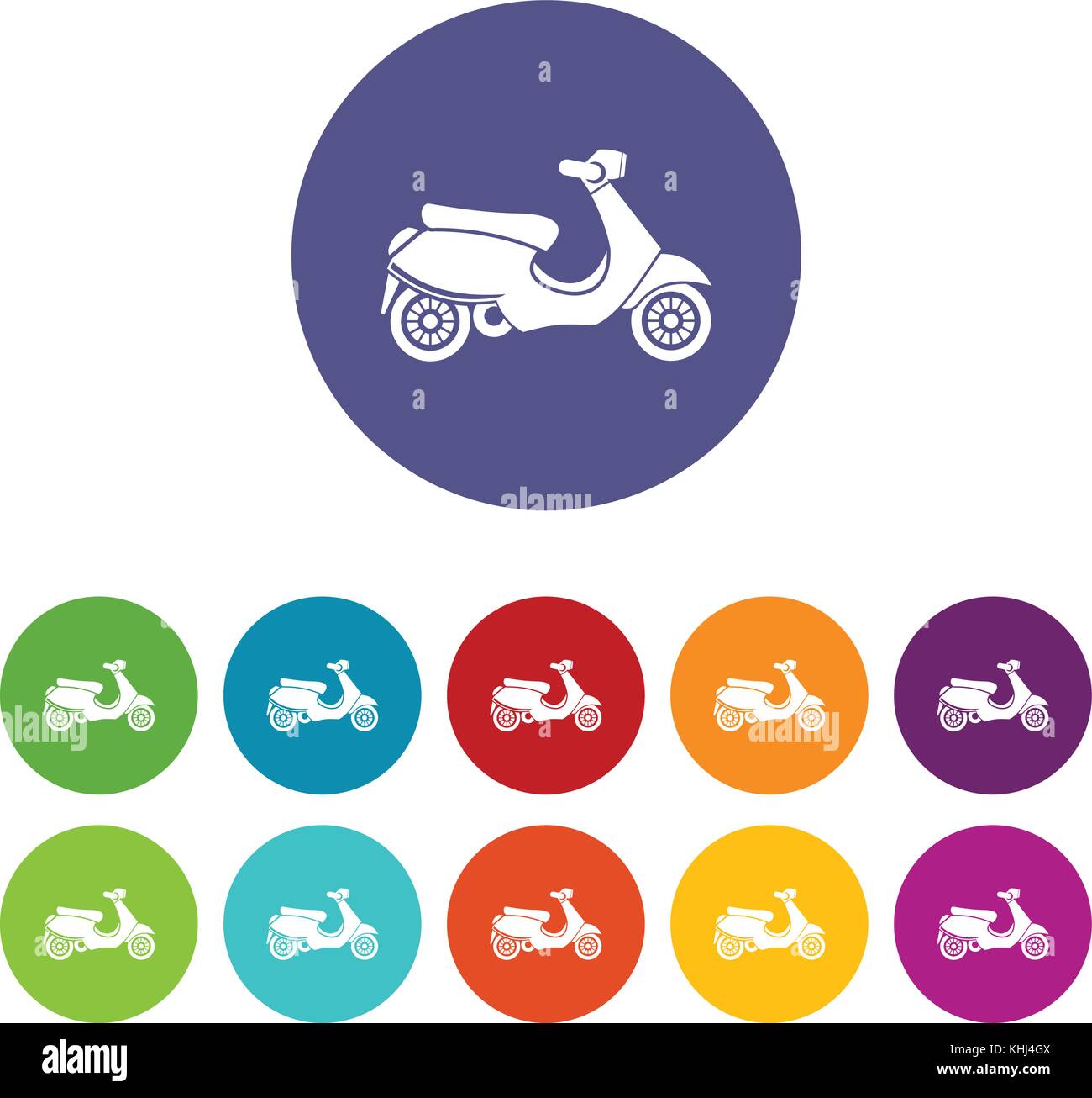 Vespa scooter impostare le icone Illustrazione Vettoriale