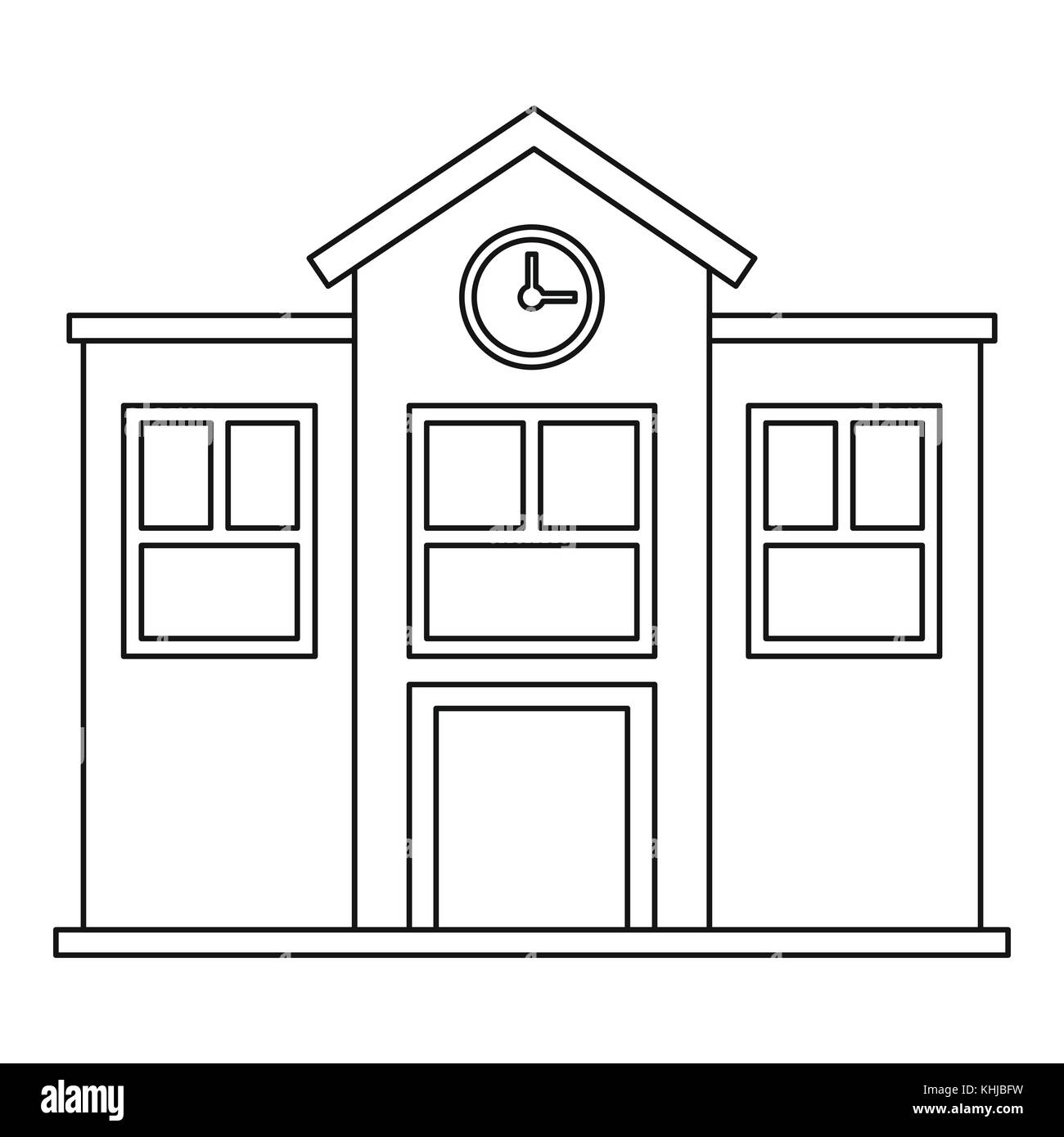 Scuola, l'icona di stile di contorno Illustrazione Vettoriale