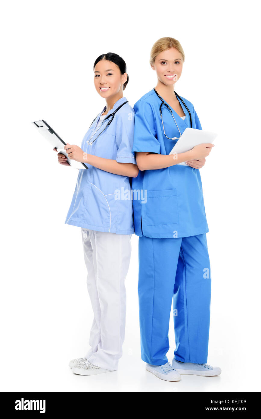 I chirurghi multietnico con stetoscopi Foto Stock