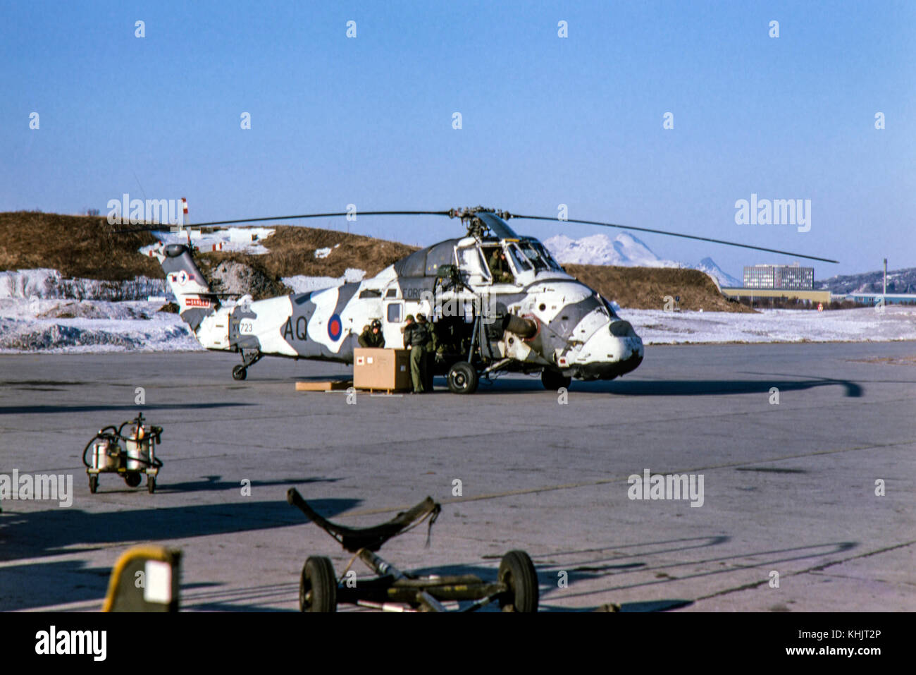 Raf Westland Wessex elicottero in arctic camofloughe aq xv723 prendere immagini in aprile 1976 Foto Stock