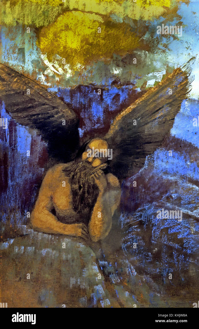 Vieil ange (ou Sphinx ailé) Vecchia Angel (o Sfinge alata). Da Odilon Redon 1840-1916 Francia - Francese Foto Stock