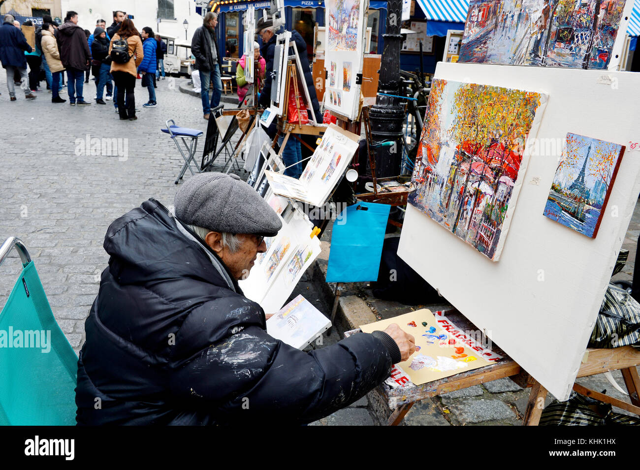 Artisti pittori, Place du Tertre, Parigi 18th, Francia Foto Stock