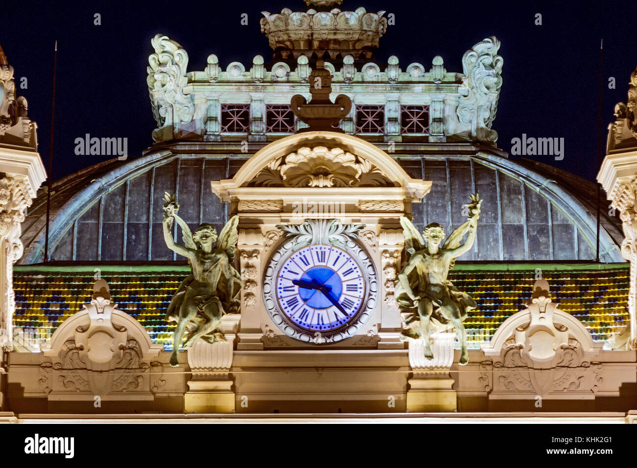 Europa. Principato di Monaco (98). Monte Carlo. Il casinò. L'orologio.  Dettaglio Foto stock - Alamy
