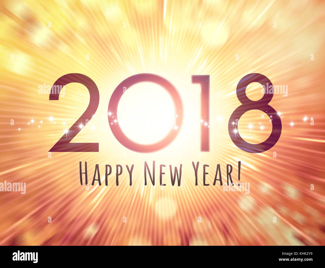 Nuova data dell'anno 2018 e saluti, su una scintillante fondo oro Foto Stock