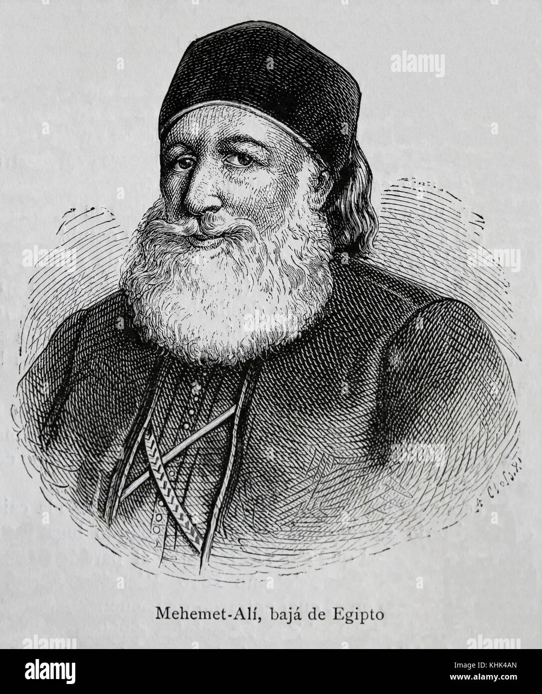Muhammad Ali d'Egitto (1769-1849). Il comandante albanese nell'esercito ottomano. incisione. Foto Stock