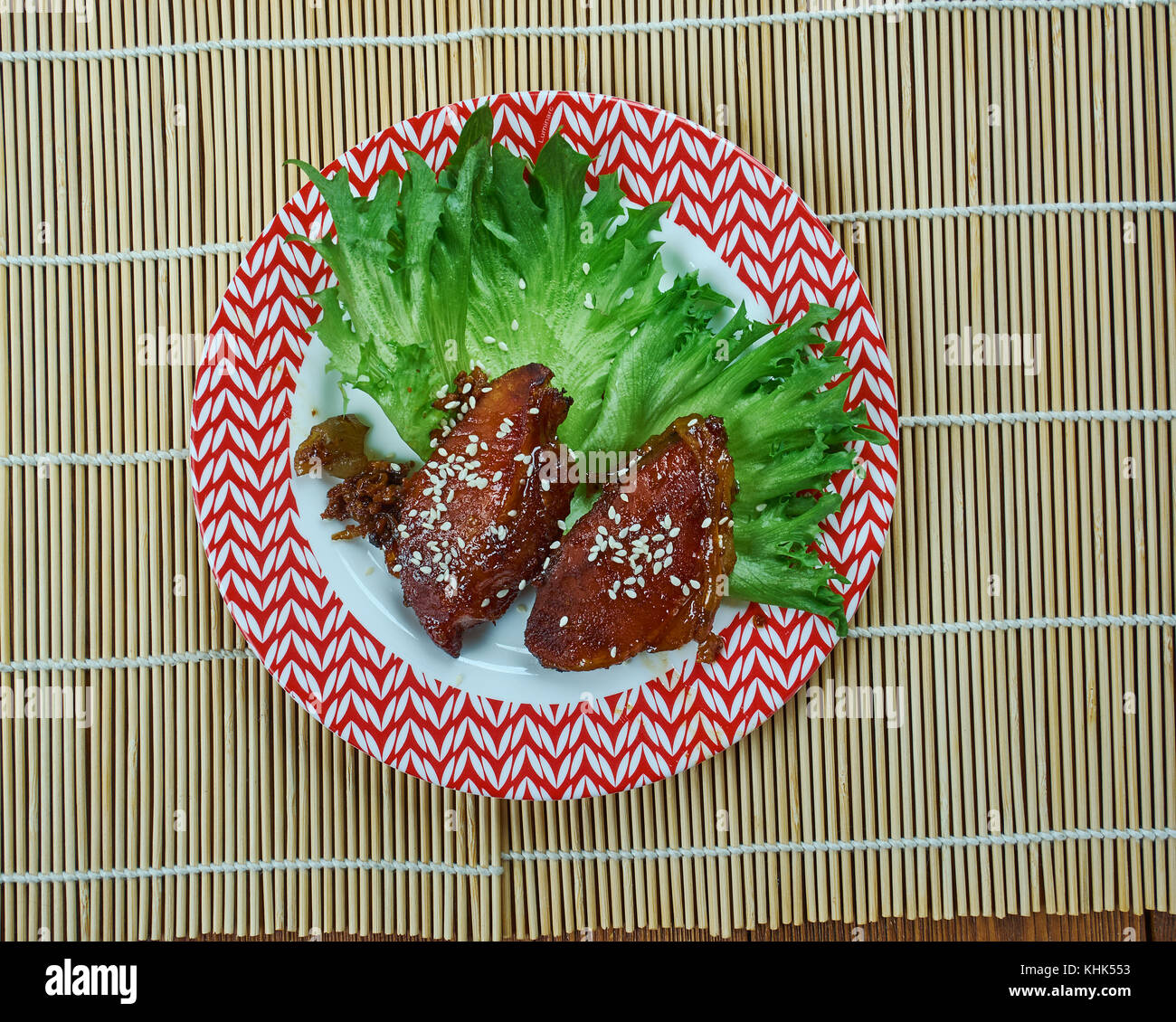 Pechino costolette di maiale - jing du maiale, dolce e aspro tritare la carne di maiale, americanizzato 'cinese piatto Foto Stock