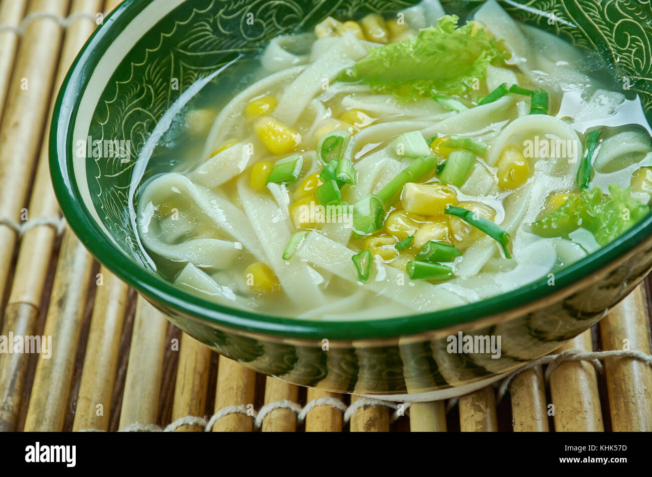 Il cantonese zuppa di mais - di stile cinese la zuppa di mais , close up Foto Stock