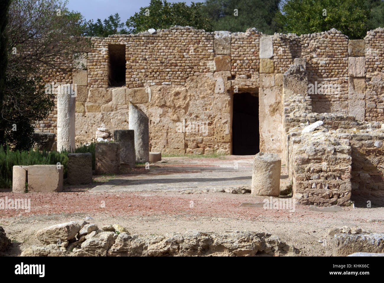 Una vecchia villa romana in rovine di Cartagine, Tunisia Foto Stock