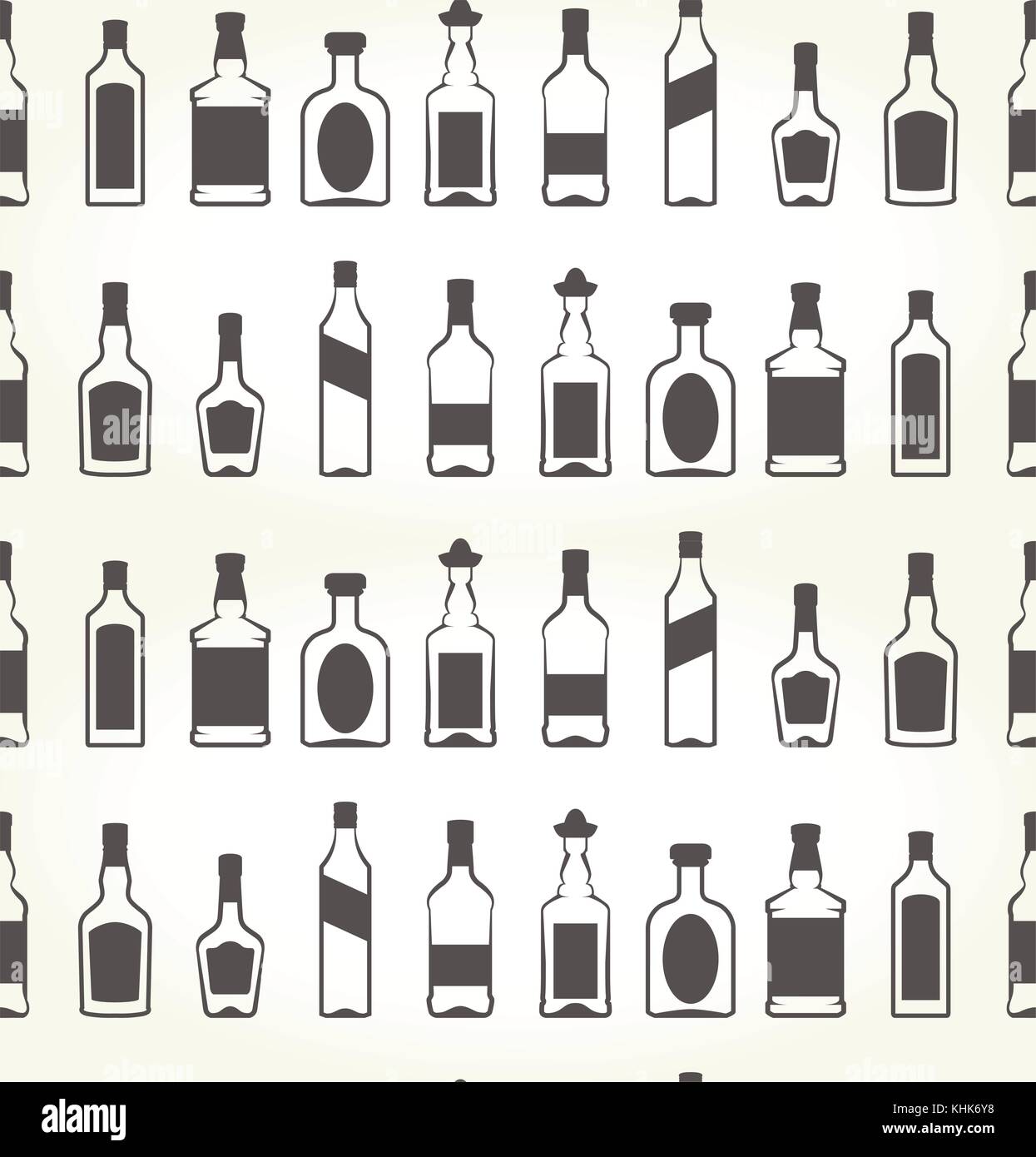 Bottiglie di alcol seamless patten - booze sfondo Illustrazione Vettoriale