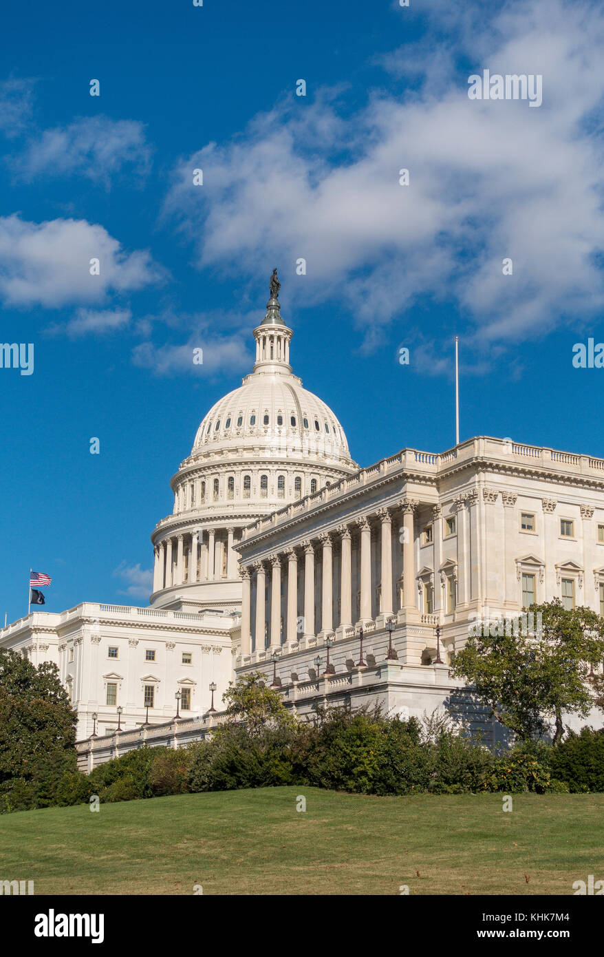 WASHINGTON, DC, USA - cupola del Campidoglio degli Stati Uniti e edificio della Camera dei rappresentanti sulla destra. Foto Stock