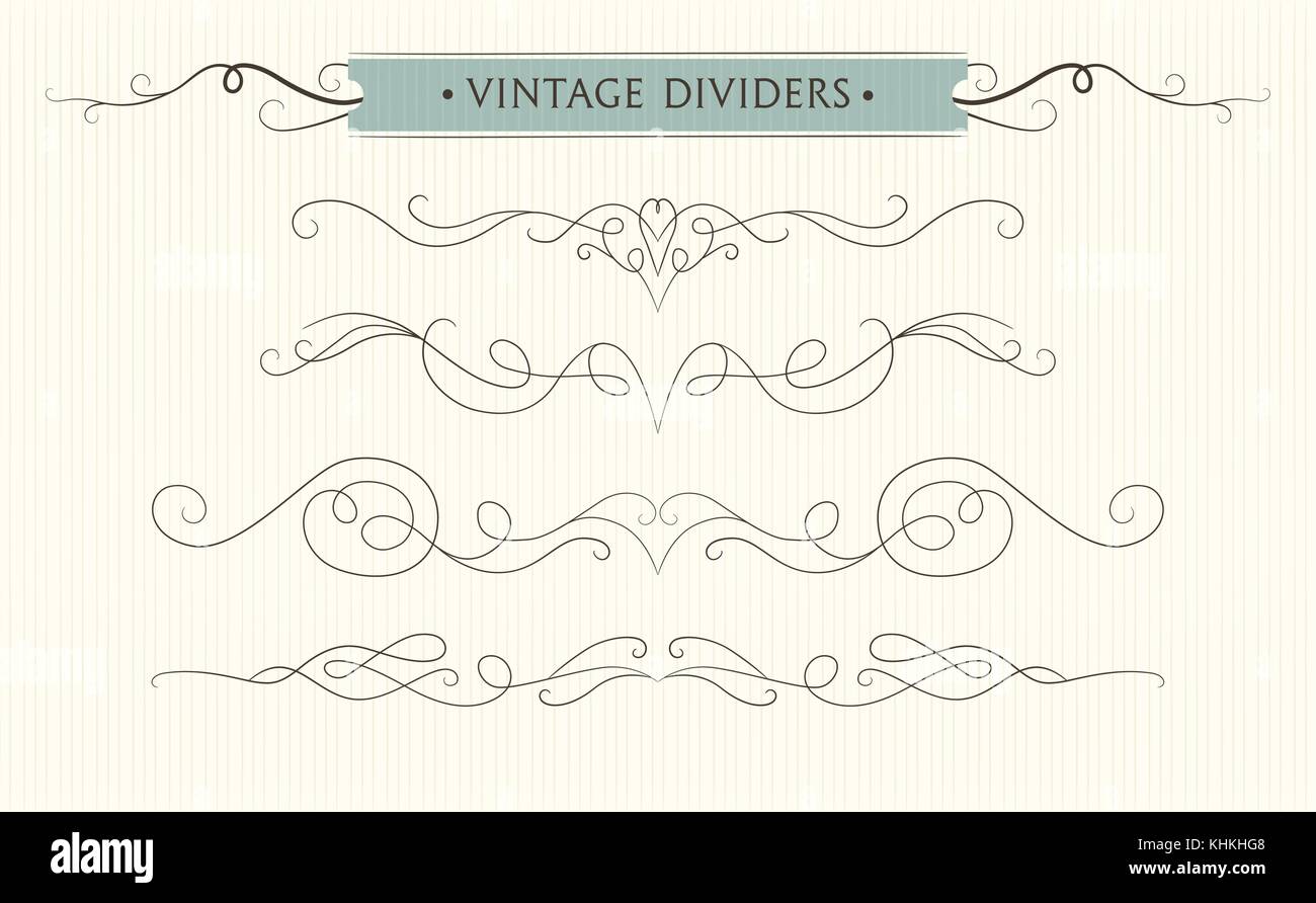 Vettore disegnati a mano fiorisce, testo divisore, graphic design element collection. designer arte confine vintage invito a nozze pagina scheda decorazione. ca Illustrazione Vettoriale