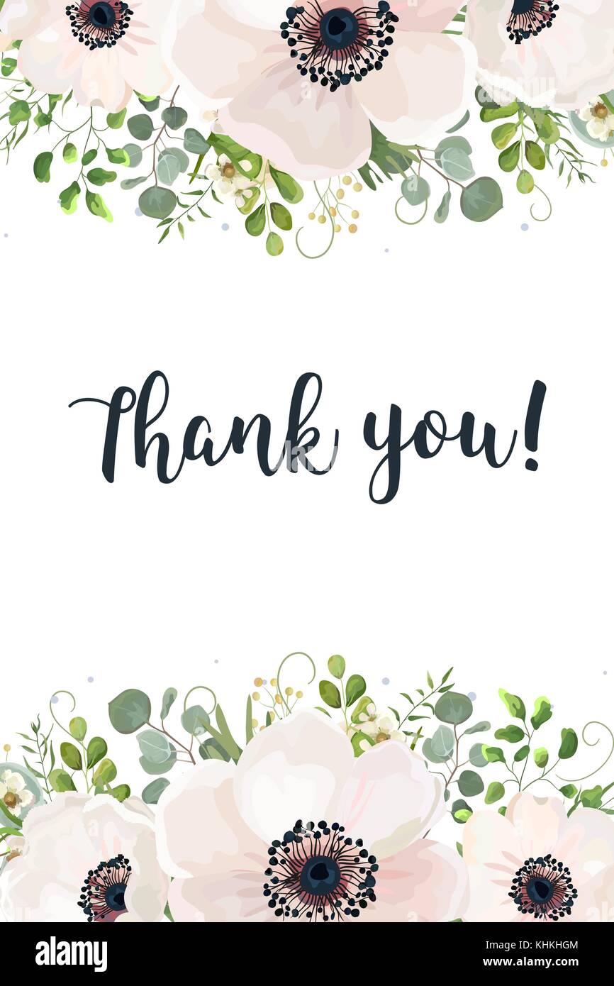 Vettore scheda floreali acquerello design: Giardino floreale luce bianca rose fiore anemone, polvere di cera verde eucalipto, felce verde foglie romanti rustico Illustrazione Vettoriale