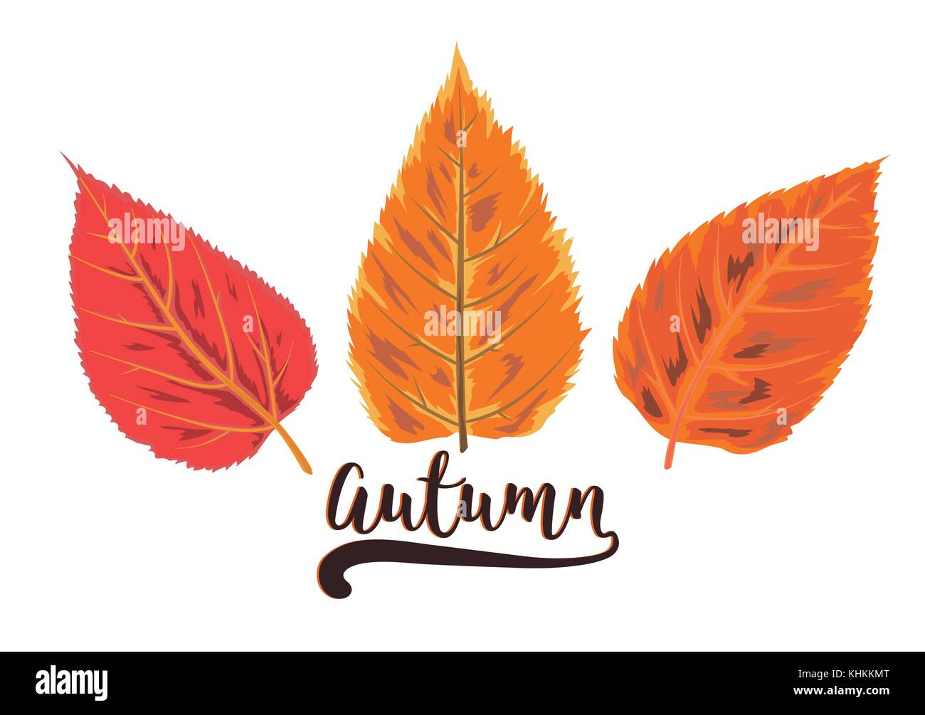 Vector autunno stile acquerello stagionale design con tratte giallo arancio, rosso caduta Cherry Tree Forest foglie. Saluto cartolina, decorativ banner Illustrazione Vettoriale
