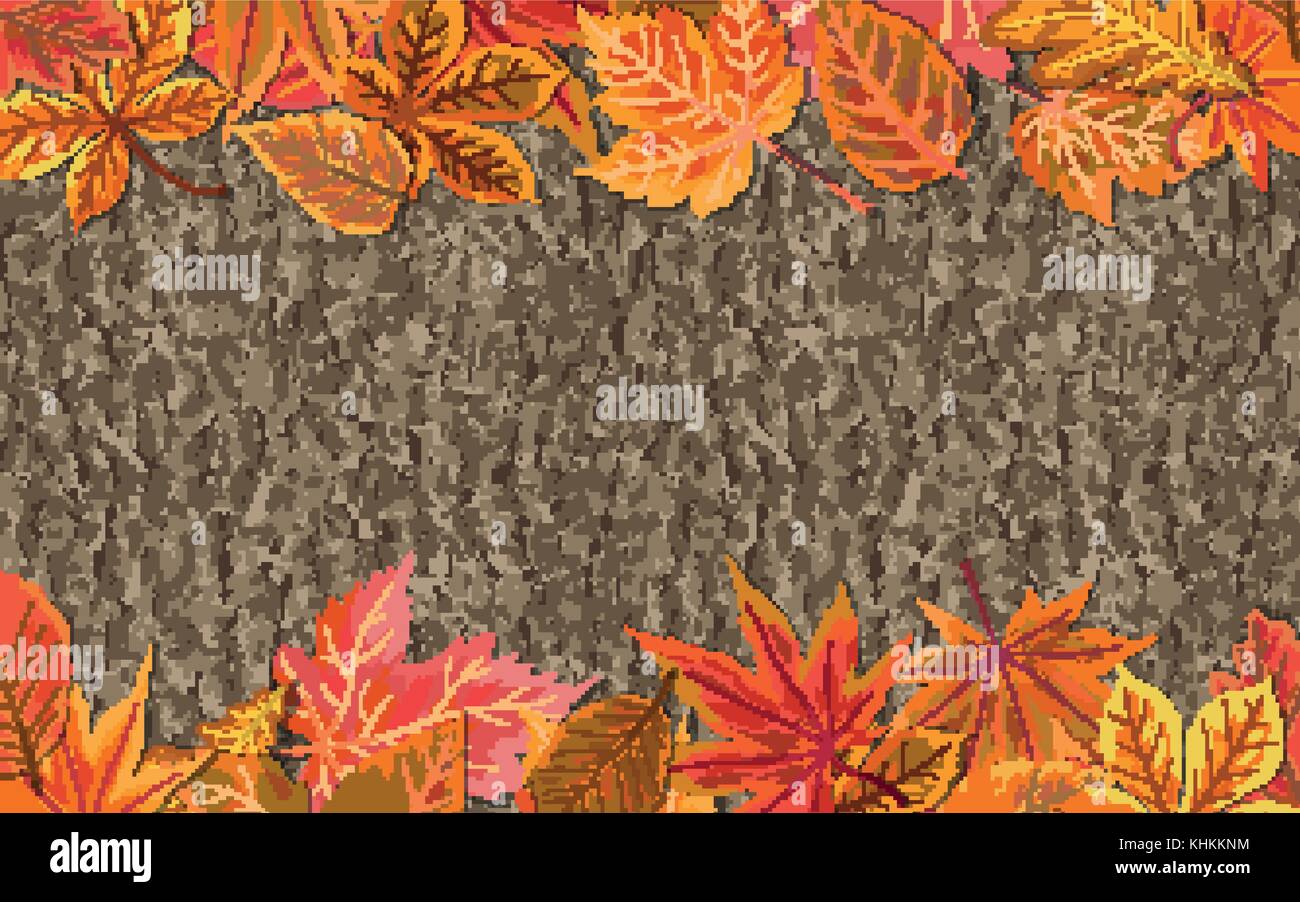 Vettore di stagione autunnale stile acquerello caduta maple, castagno, ontano albero arancia rossa foglie confine. Natura, foresta foglie fogliame decorativo banner backg Illustrazione Vettoriale