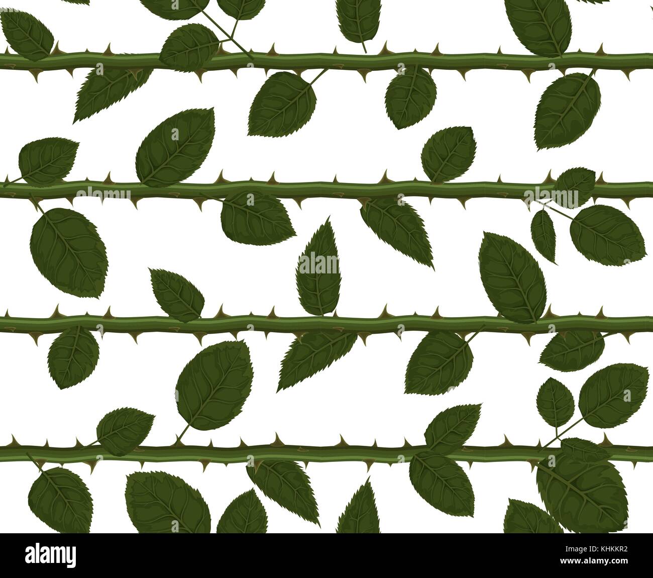 Modello senza cuciture con vettore stile acquerello rose fiore verde foglie verde fogliame sullo stelo con spine disegnati a mano texture foglia. natura decorativa Illustrazione Vettoriale