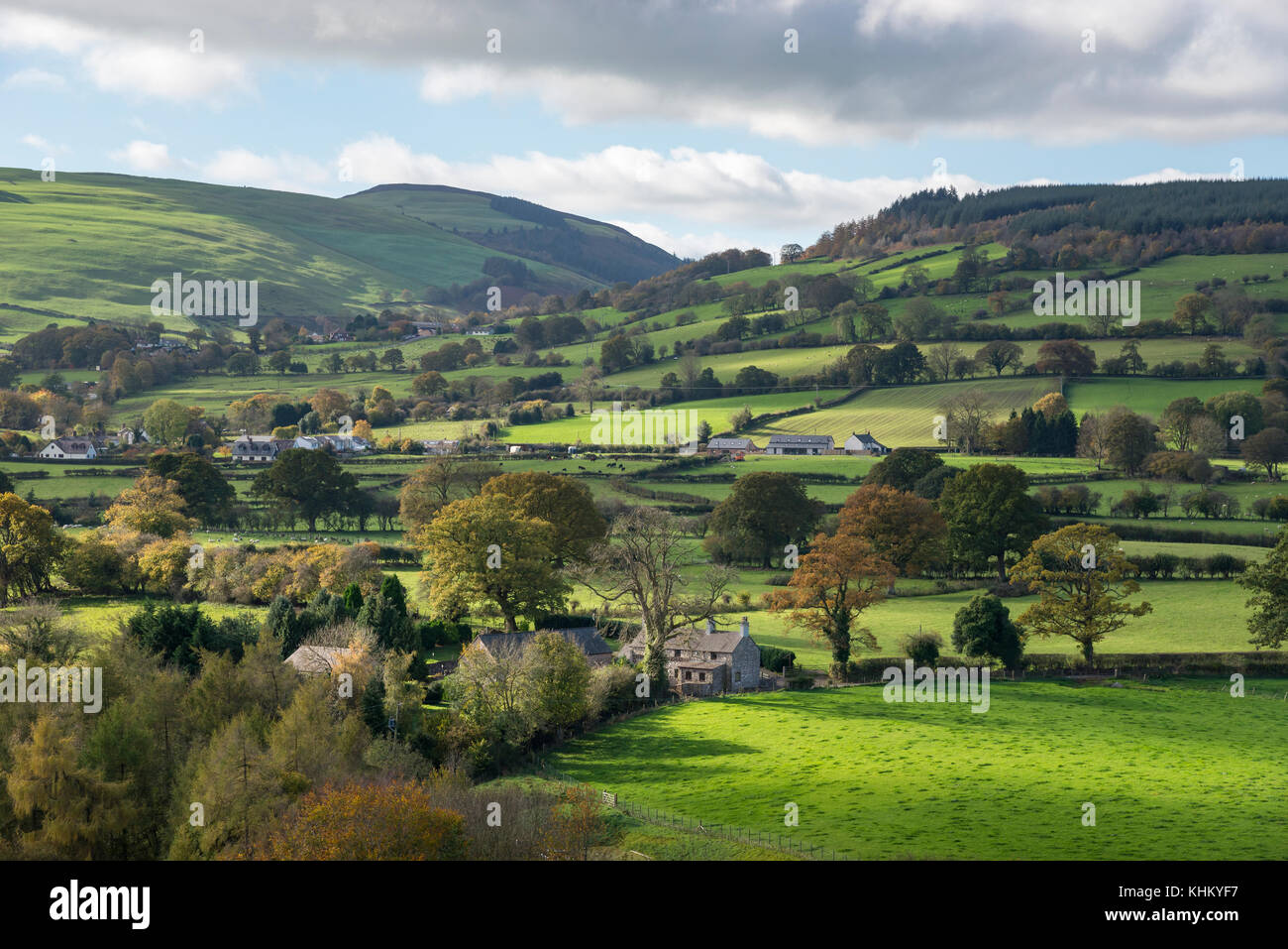 La bellissima campagna vicino a ferri corti country park, stampo, il Galles del nord. una soleggiata giornata autunnale. Foto Stock