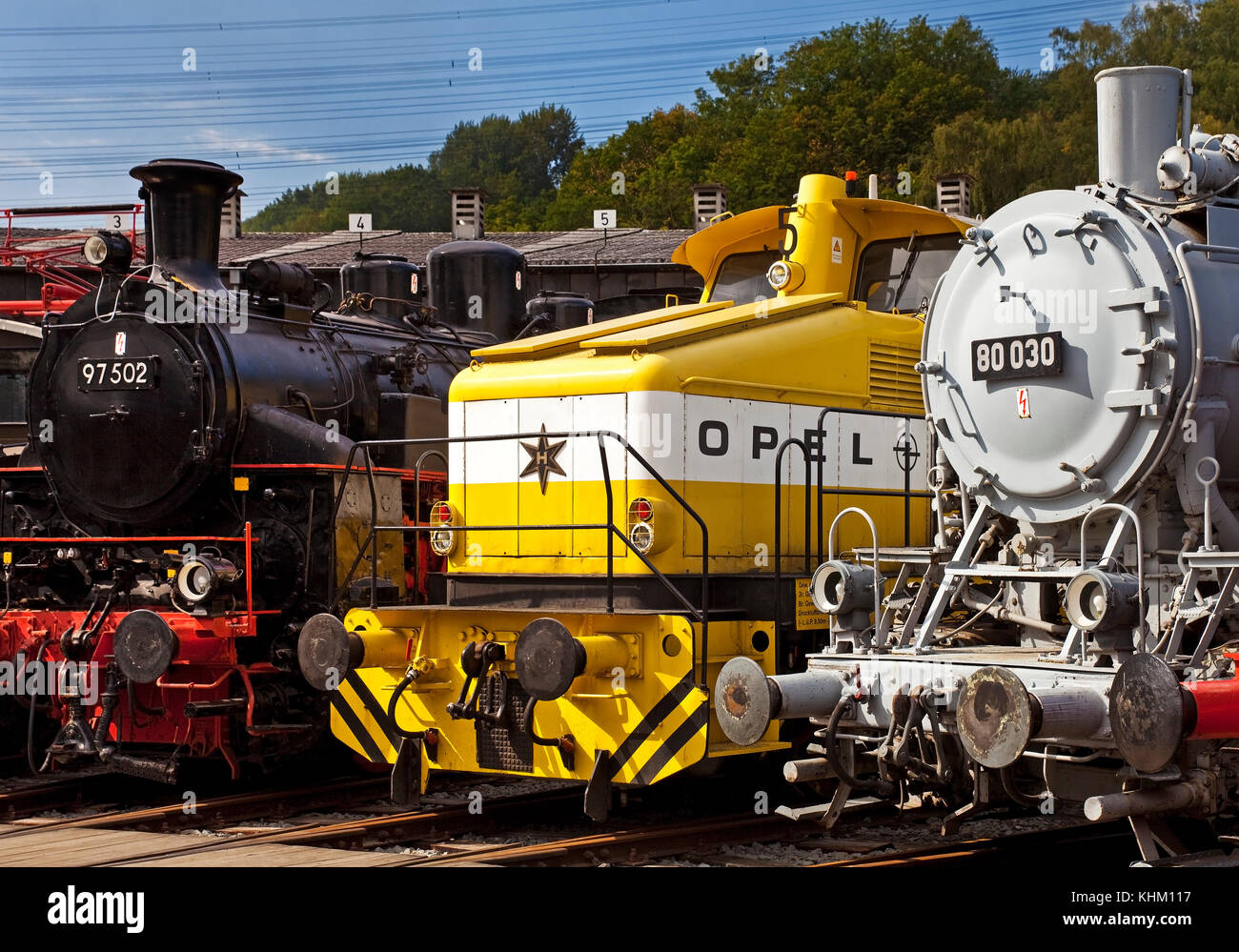 Ultima locomotiva di Opel, museo delle ferrovie Dahlhausen, Bochum, la zona della Ruhr, RENANIA DEL NORD-VESTFALIA, Germania Foto Stock