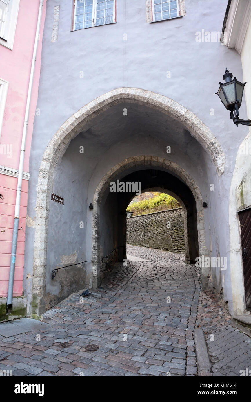 Tallinn. famos porte del pikk jalg street Foto Stock