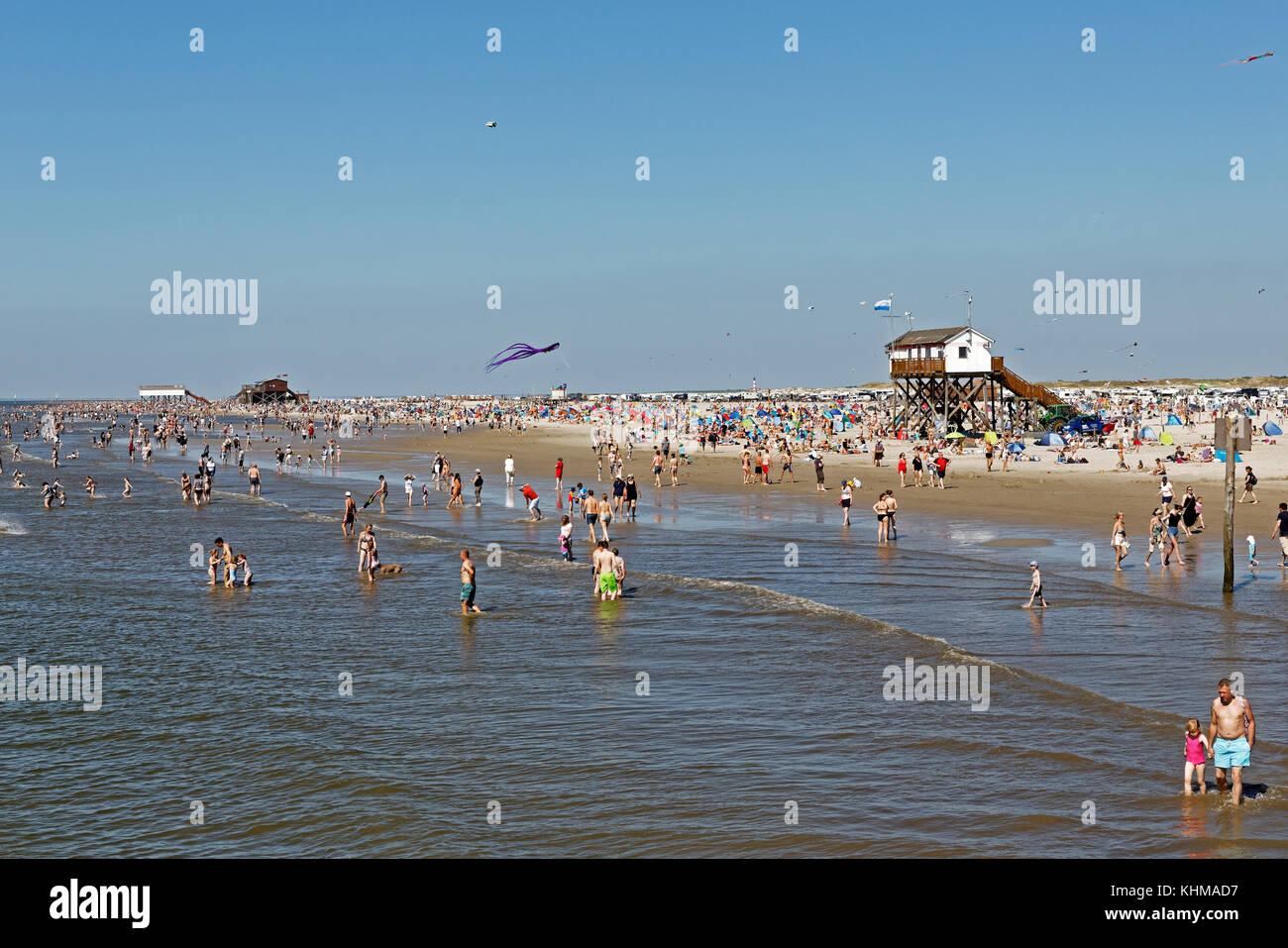 Spiaggia, st peter-ording, Frisia settentrionale, SCHLESWIG-HOLSTEIN, Germania, Foto Stock