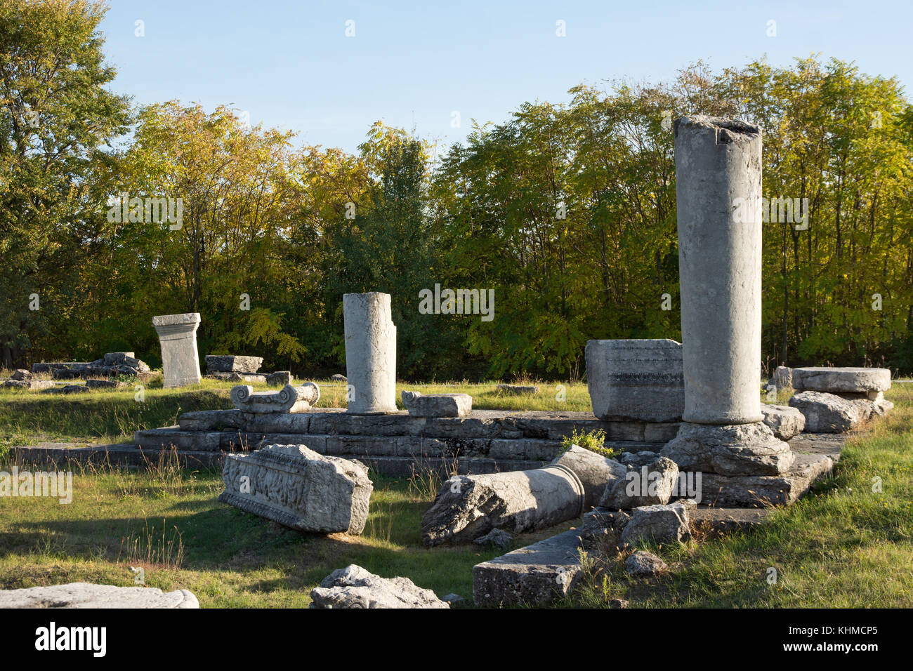 Frammenti di resti di nicopoli ad istrum - romana e bizantina precoce città situata nella parte settentrionale della Bulgaria Foto Stock