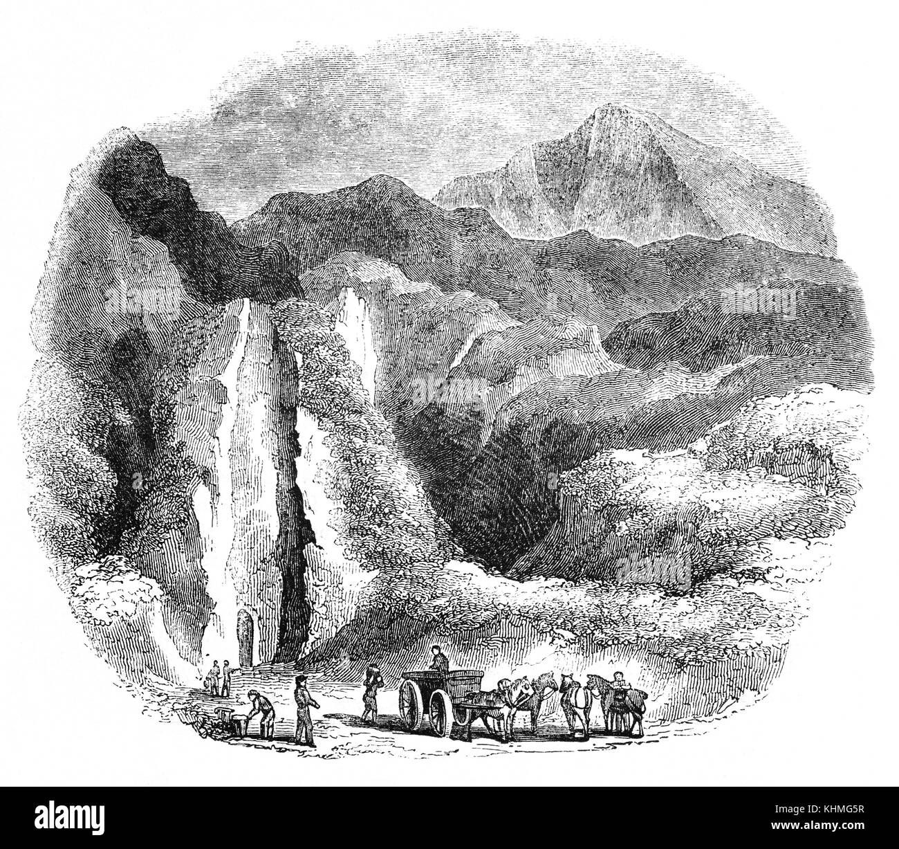 Miniera di Odin è un dismesse miniera di piombo nel Parco Nazionale di Peak District, vicino al villaggio di Castleton. Pensato per essere una delle più antiche miniere di piombo in Inghilterra, probabilmente è stato lavorato in epoca romana, ancora nel Basso Medioevo e in epoca normanna. Non vi è tuttavia alcuna prova storica a sostegno di questo. L'uso del nome "Odin" è spesso citato come prova che la miniera fu nominato da danesi dopo il loro capo dio. Foto Stock