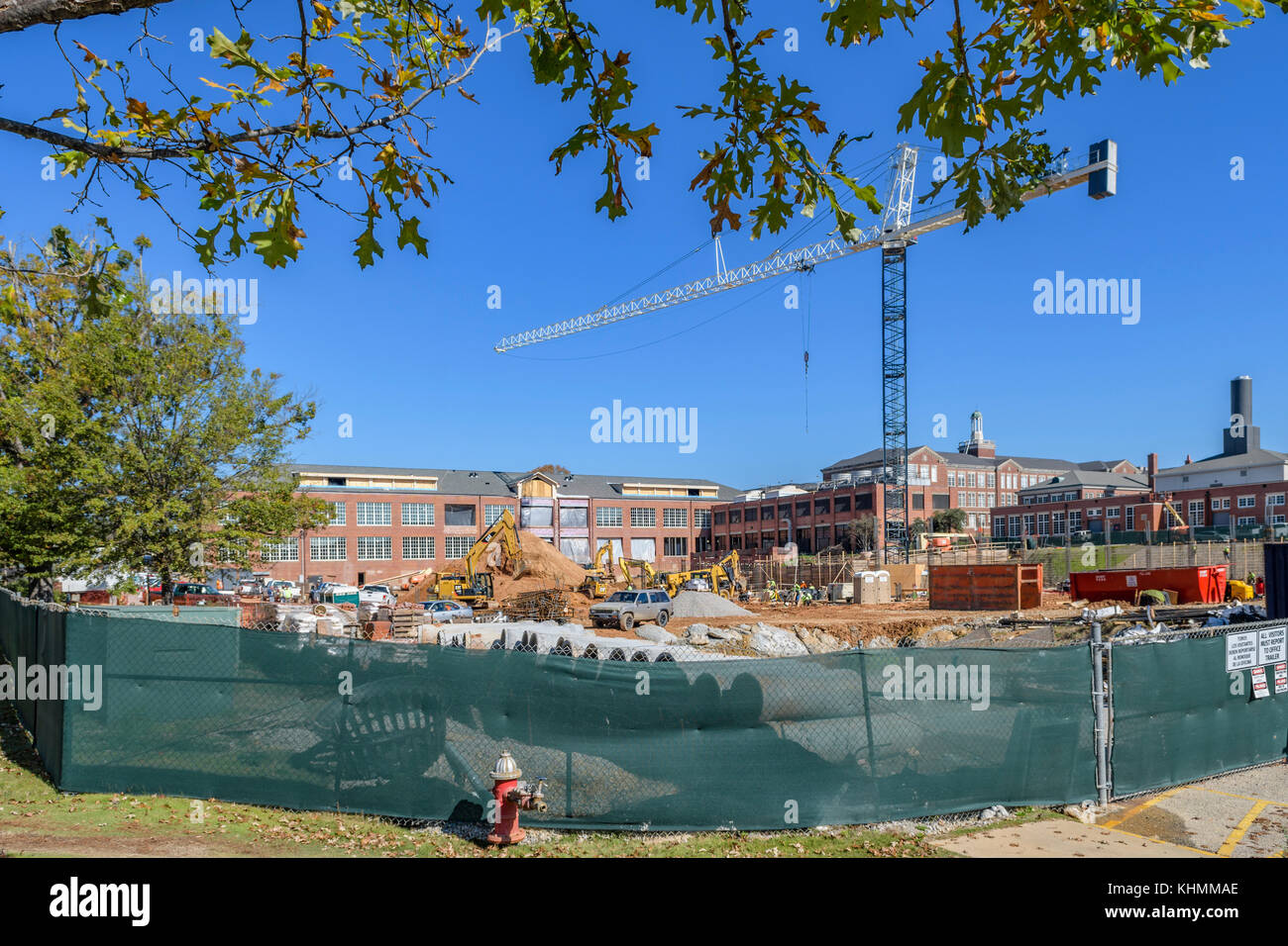 Lavori di costruzione dell'ampliamento del campus della Auburn University, Auburn Alabama, Stati Uniti. Foto Stock