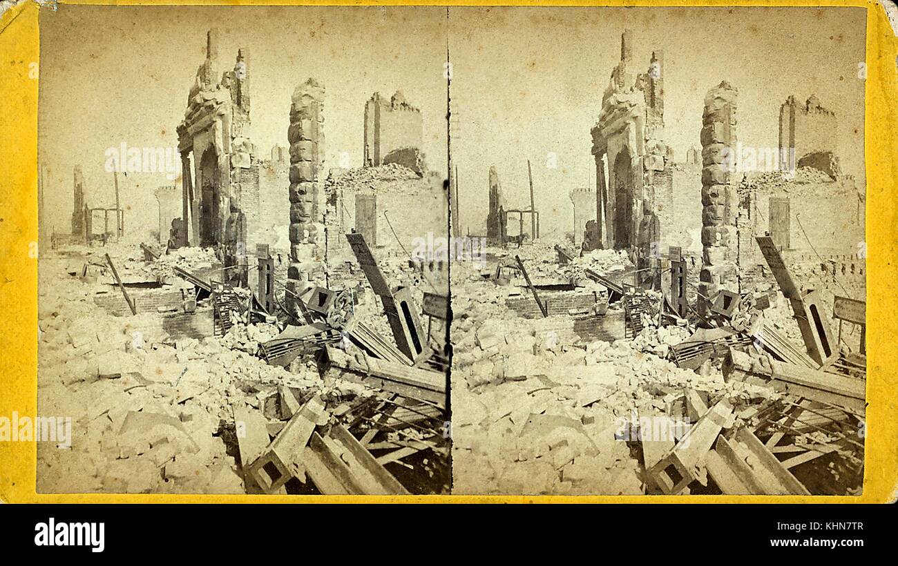 Clark Street, vicino a Washington, Chicago, Illinois, 1871. Dalla New York Public Library. Foto Stock