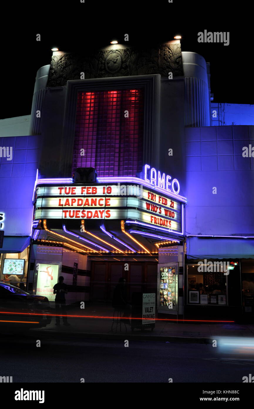 Design Art Deco di Cameo Theatre di South Beach, Miami, Florida, Stati Uniti d'America. Foto Stock