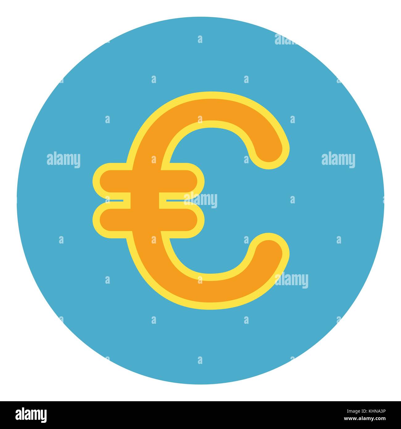 Euro moneta segno icona del segno blu su sfondo rotonda Illustrazione Vettoriale
