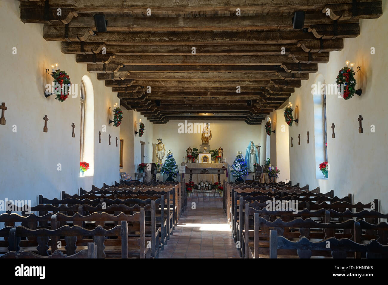 L'interno della missione di san francisco de la espada in Texas usa Foto Stock