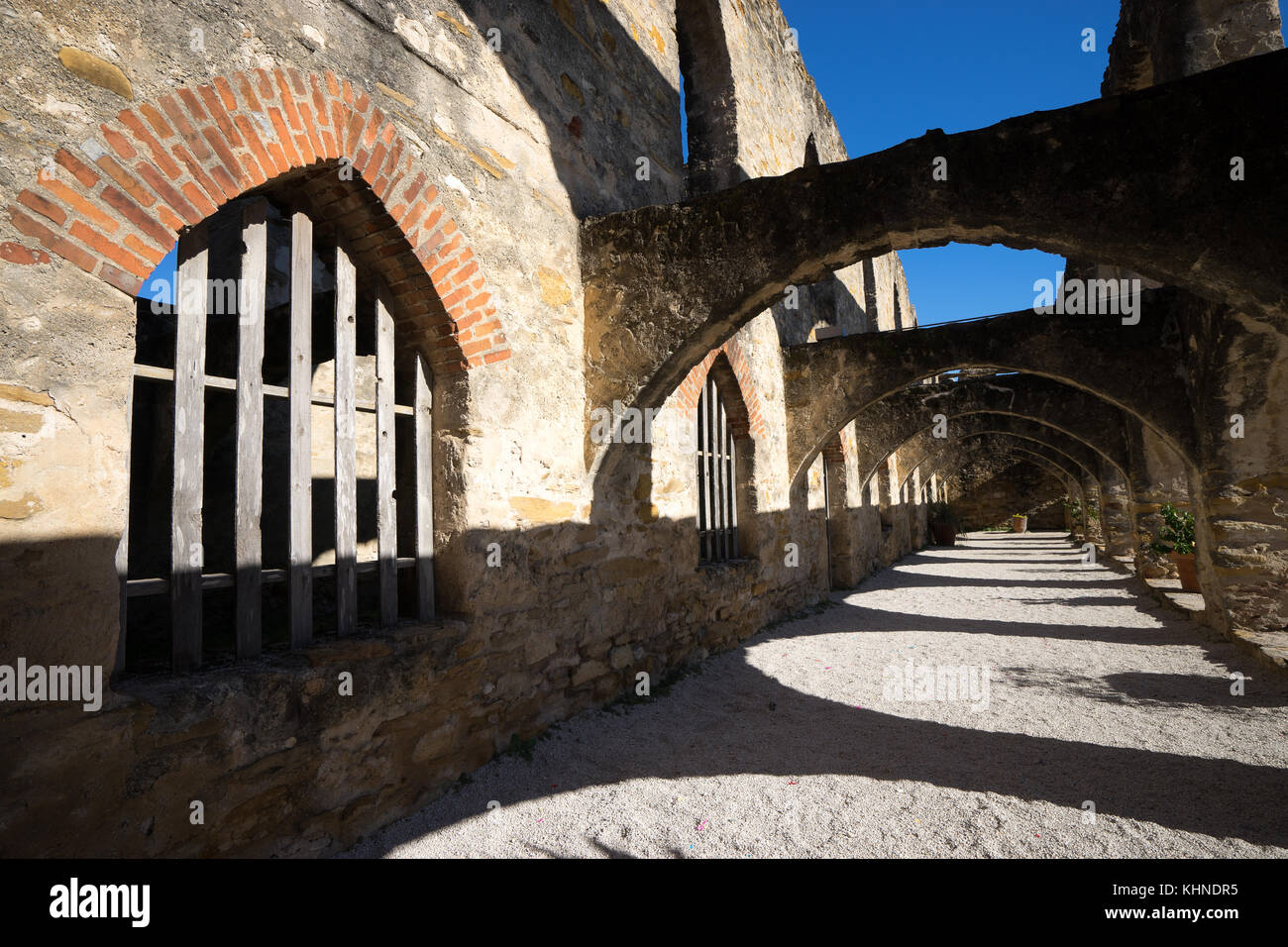 Architettura medievale a san jose la missione di san antonio texas Foto Stock