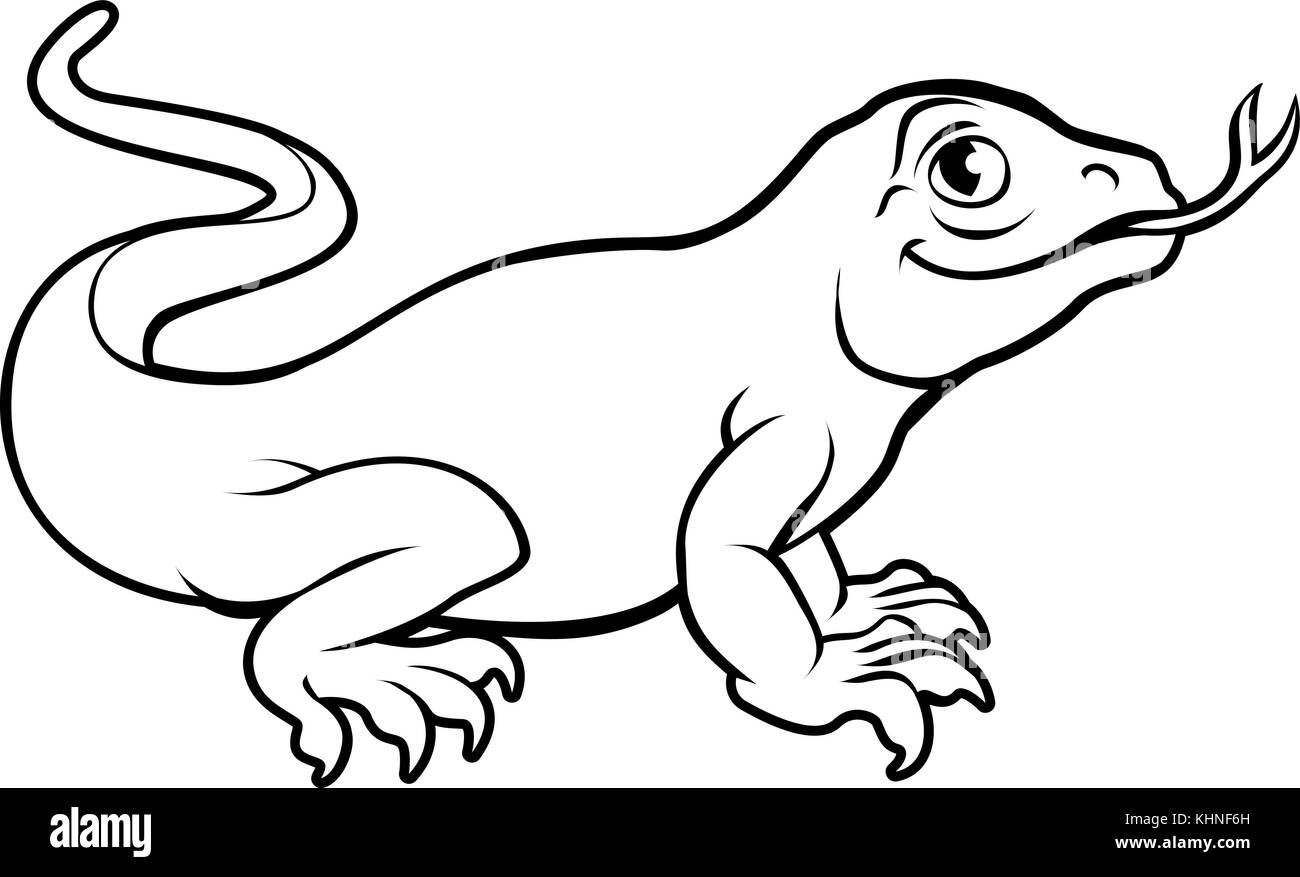 Personaggio di Komodo Dragon Lizard Cartoon Illustrazione Vettoriale