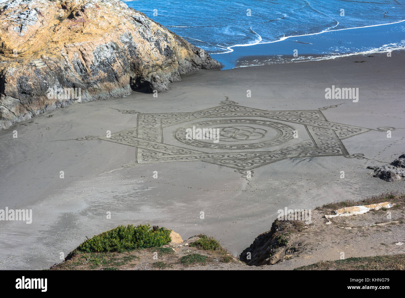 Disegno sulla sabbia, San Francisco Foto Stock