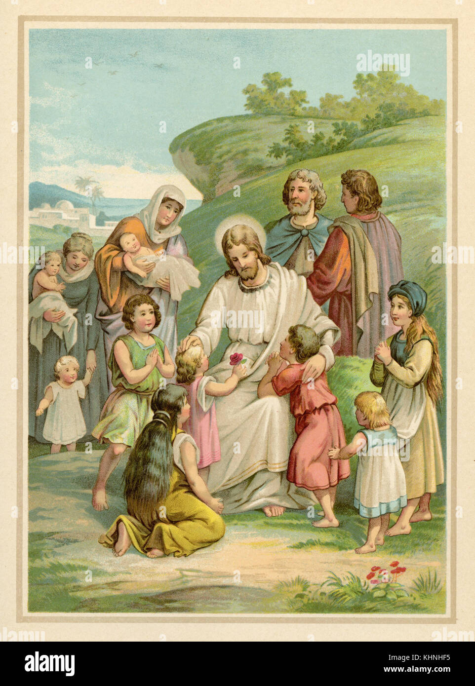 Lasciate che i bambini vengano a me. Gesù e i bambini (lasset die kindlein zu mir kommen. Gesù und die kinder) Foto Stock