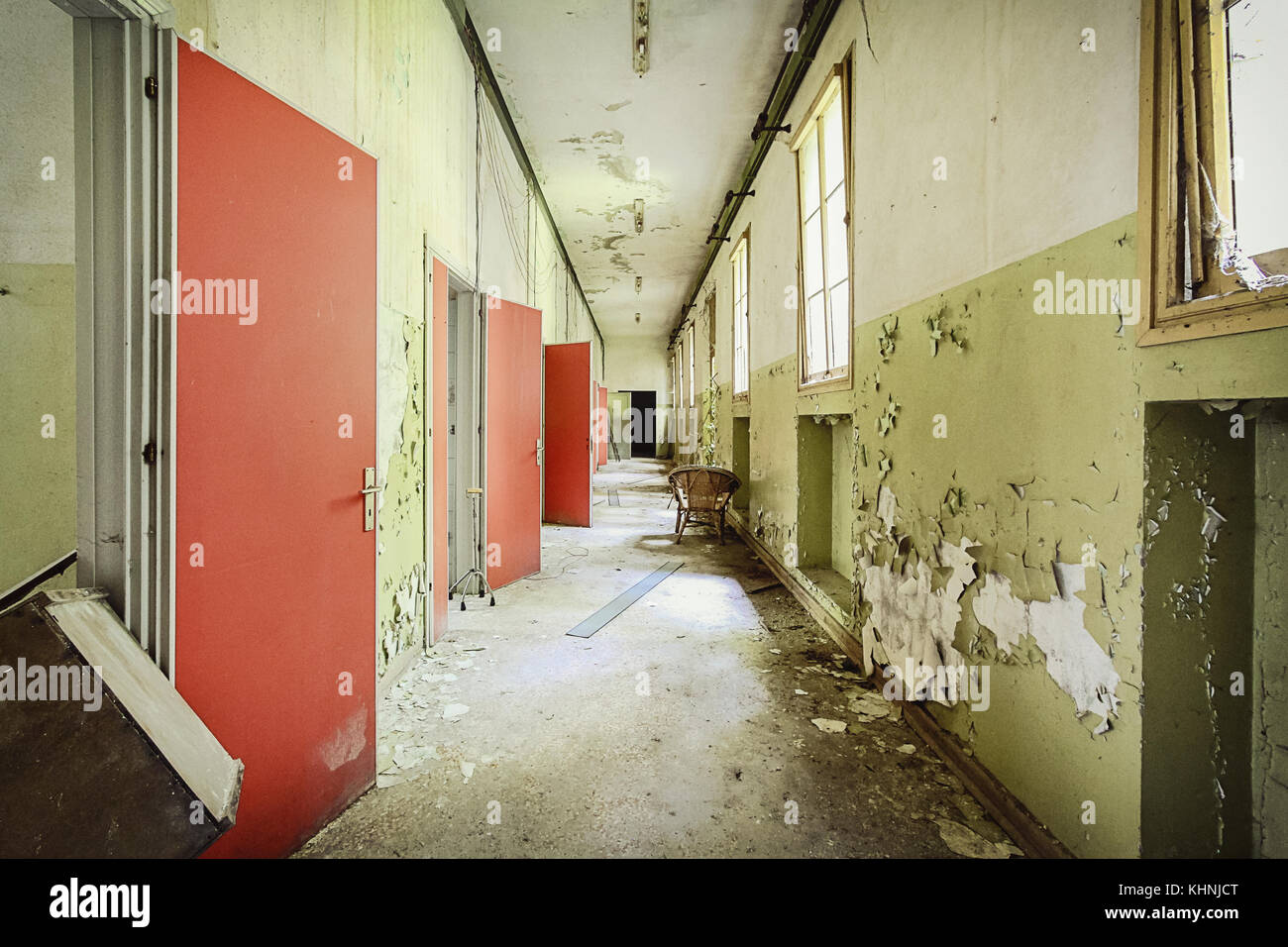 Interno della abbandonato ospedale psichiatrico di colorno, Italia. Foto Stock