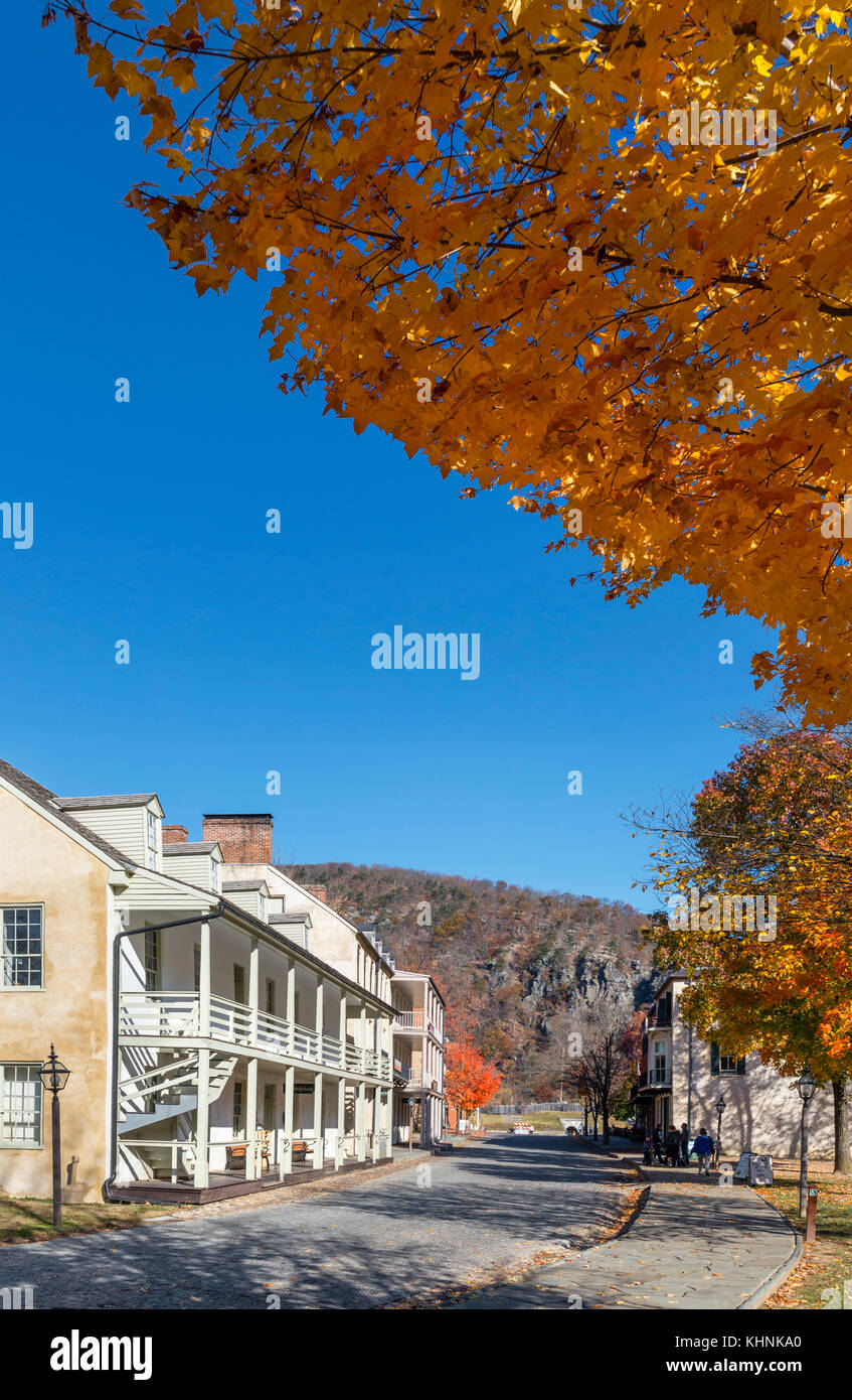 Shenandoah Street nel quartiere storico di harpers Ferry, harpers Ferry National Historical Park, West Virginia, USA Foto Stock