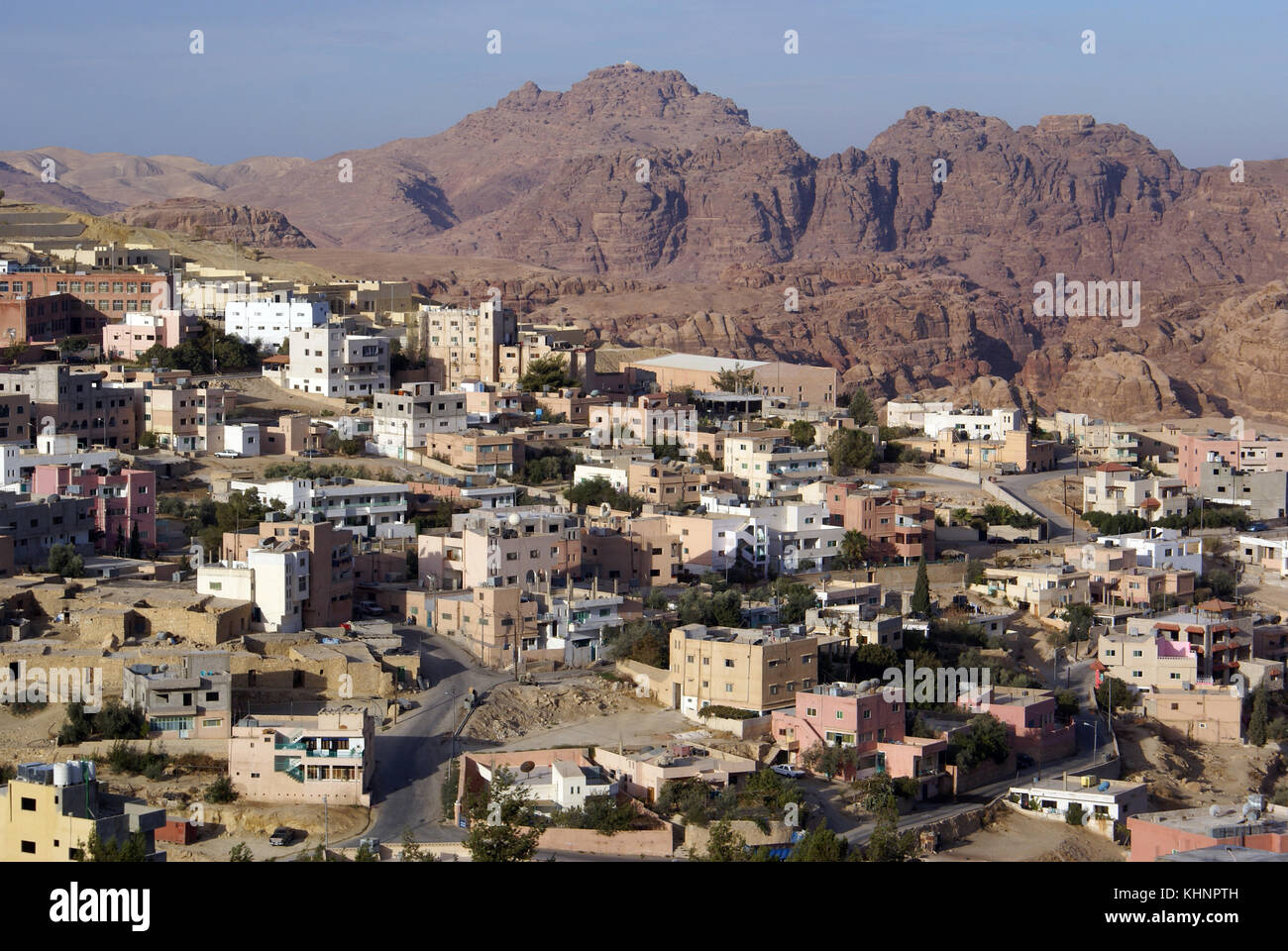 Città di wadi musa nei pressi di rovine di Petra in Giordania Foto Stock