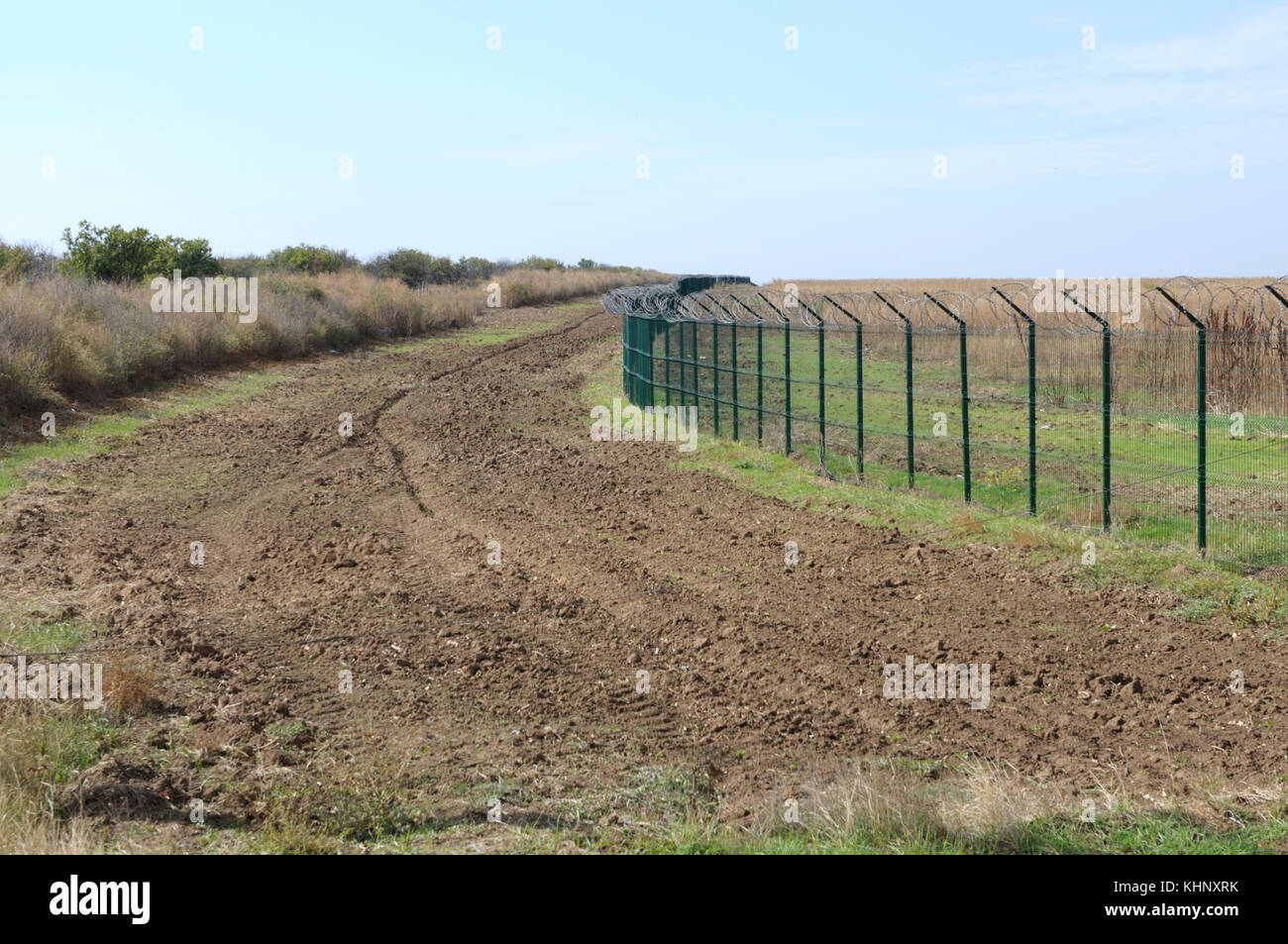 Parte dell'ucraino russo-terra di confine vicino al valico di frontiera kalanchak. 20 settembre 2017. kalanchak regione, khersonskaya oblast, Ucraina Foto Stock
