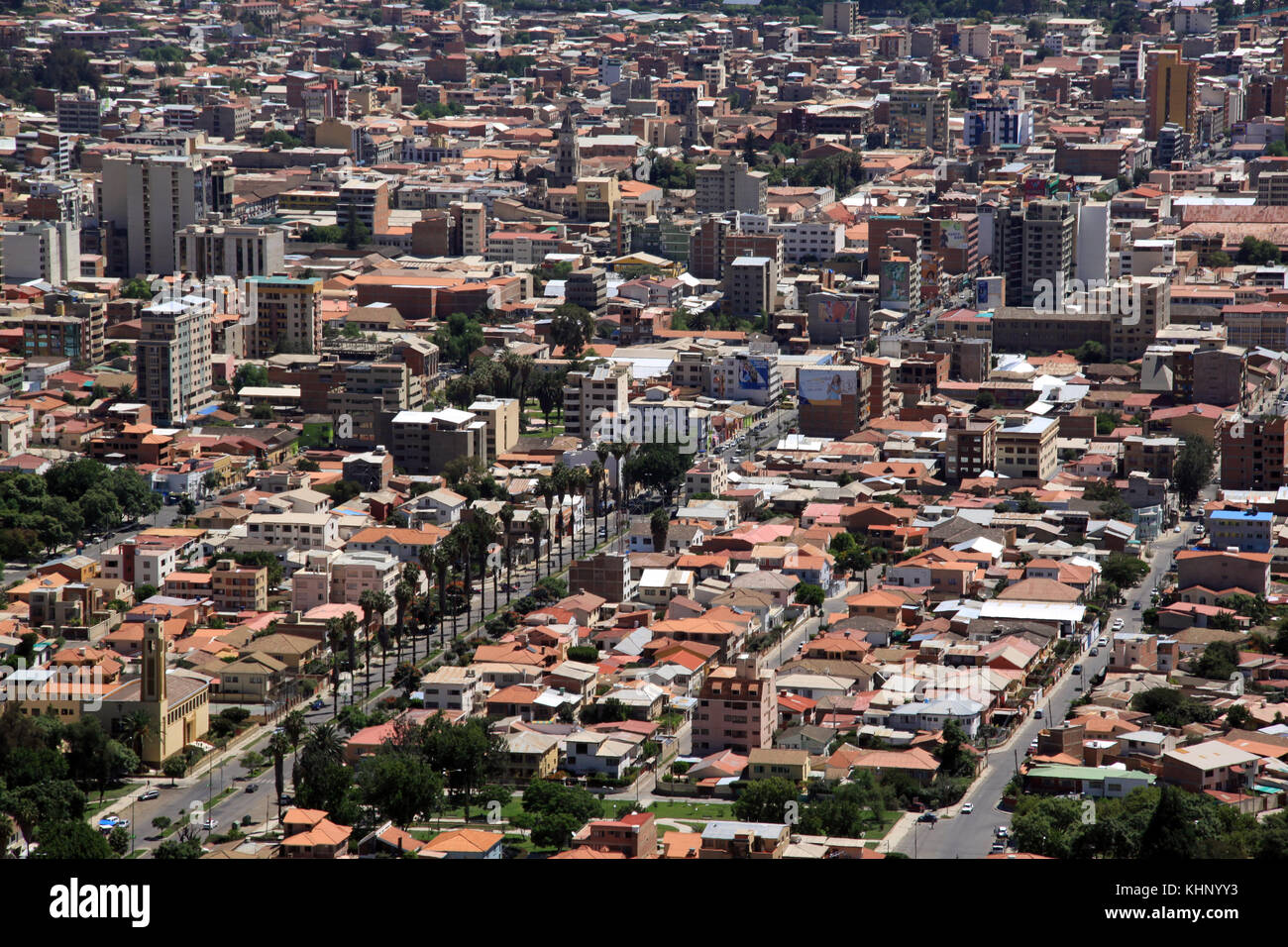 Vista dalla collina del centro di Cochabamba Bolivia Foto Stock