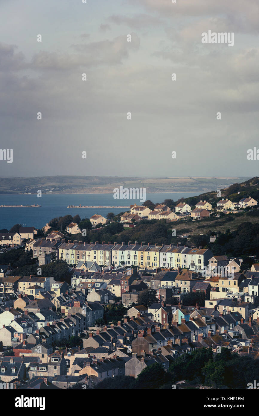 Una tipica cittadina inglese di classe operaia con case a schiera Foto Stock