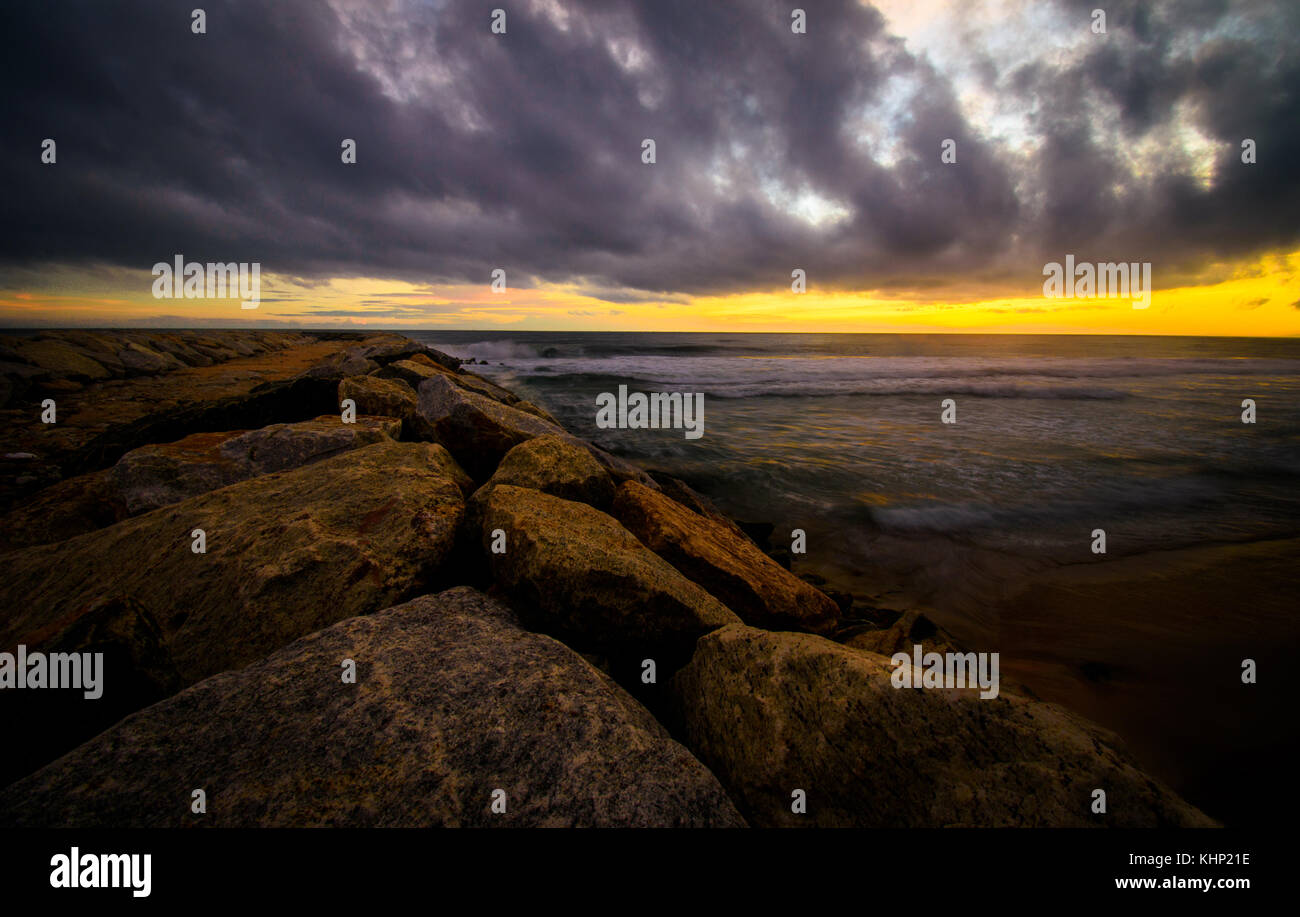 Tramonto in Kerala Beach Foto Stock