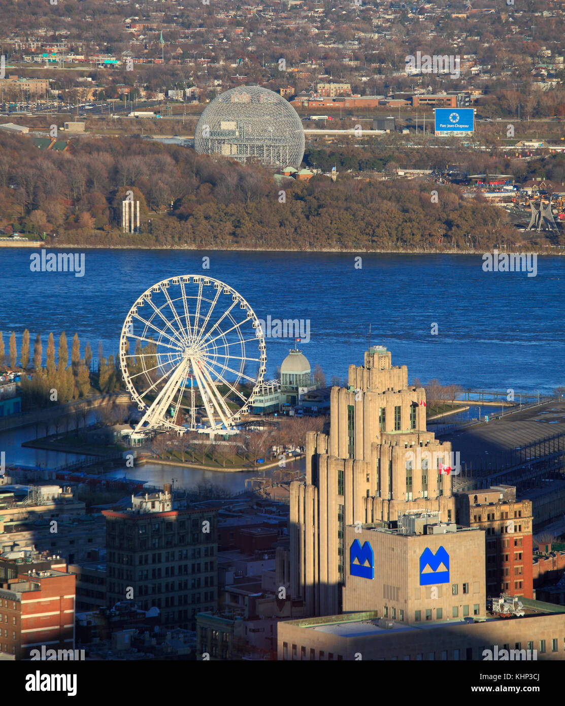 Canada, Québec, Montreal Vecchia Montreal, st Lawrence river, vista aerea, Foto Stock