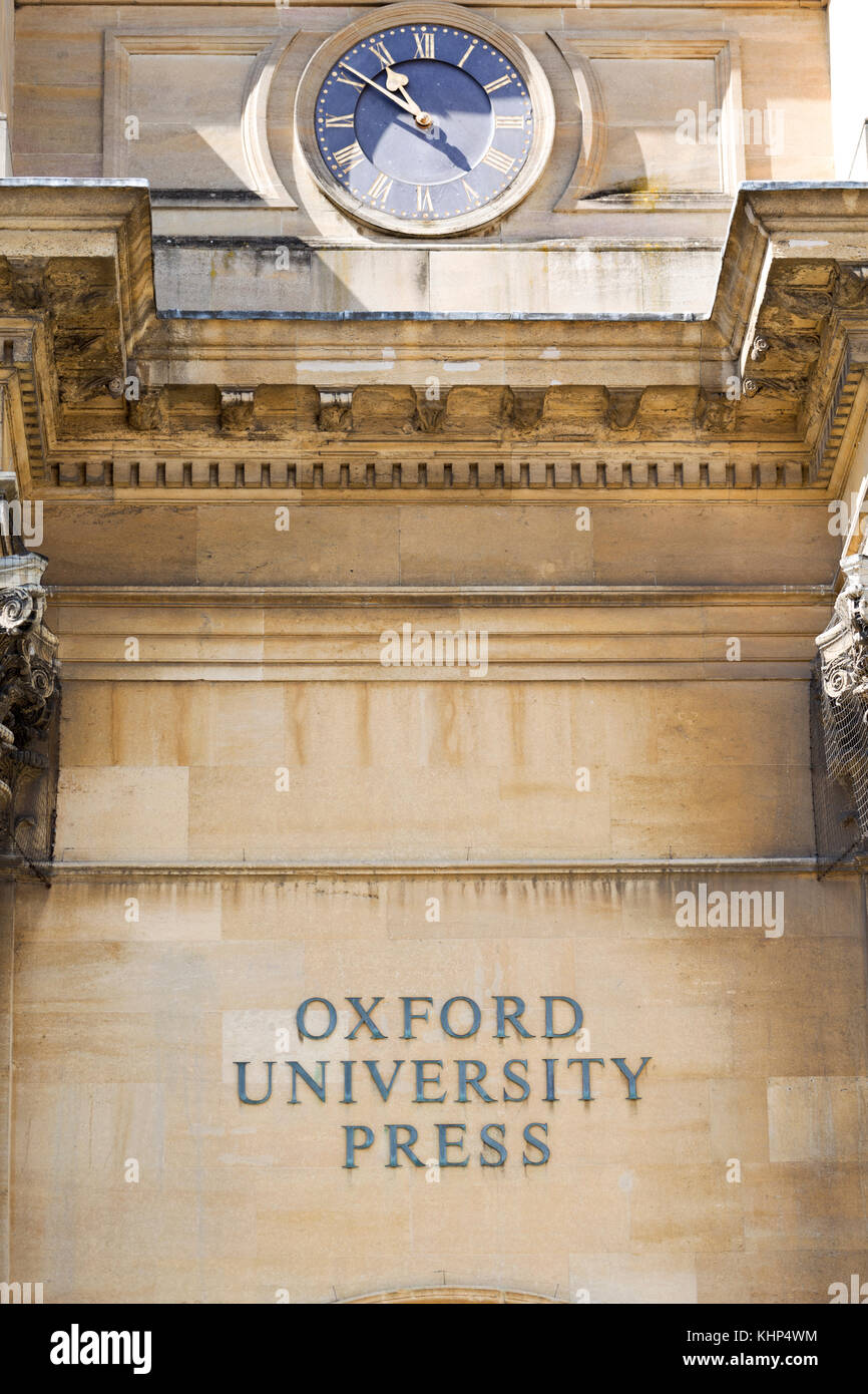 Regno Unito, Oxford, Oxford University Press la costruzione di dettaglio. Foto Stock