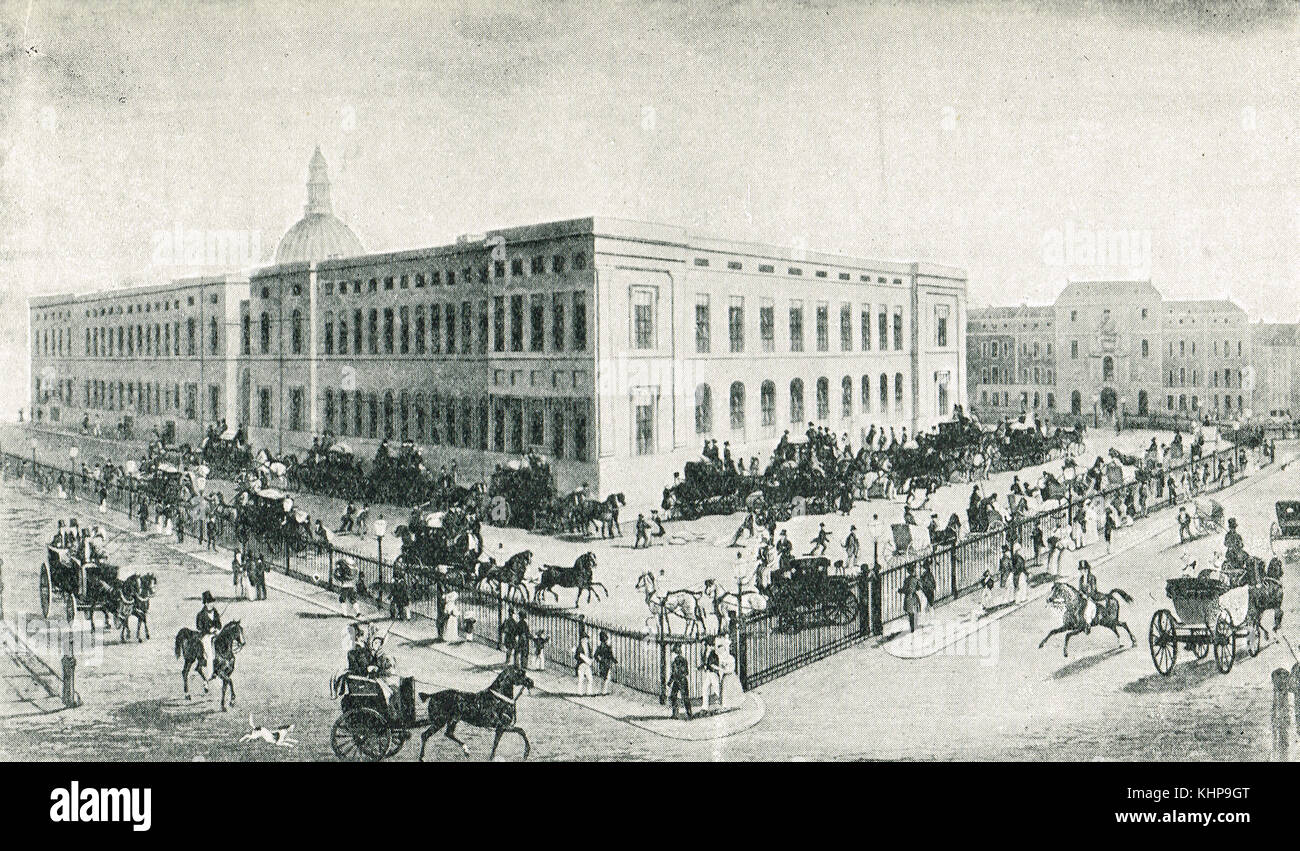 Corrieri postali in partenza dal General Post Office, Londra, Inghilterra, 1836, Foto Stock