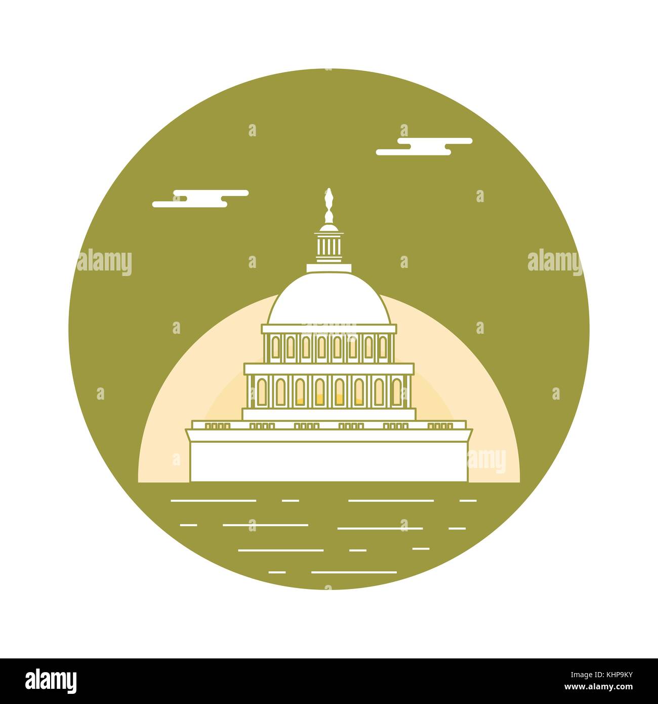 Silhouette del famoso edificio negli stati uniti. Il Capitol Building del congresso degli Stati Uniti. american simboli. Illustrazione Vettoriale